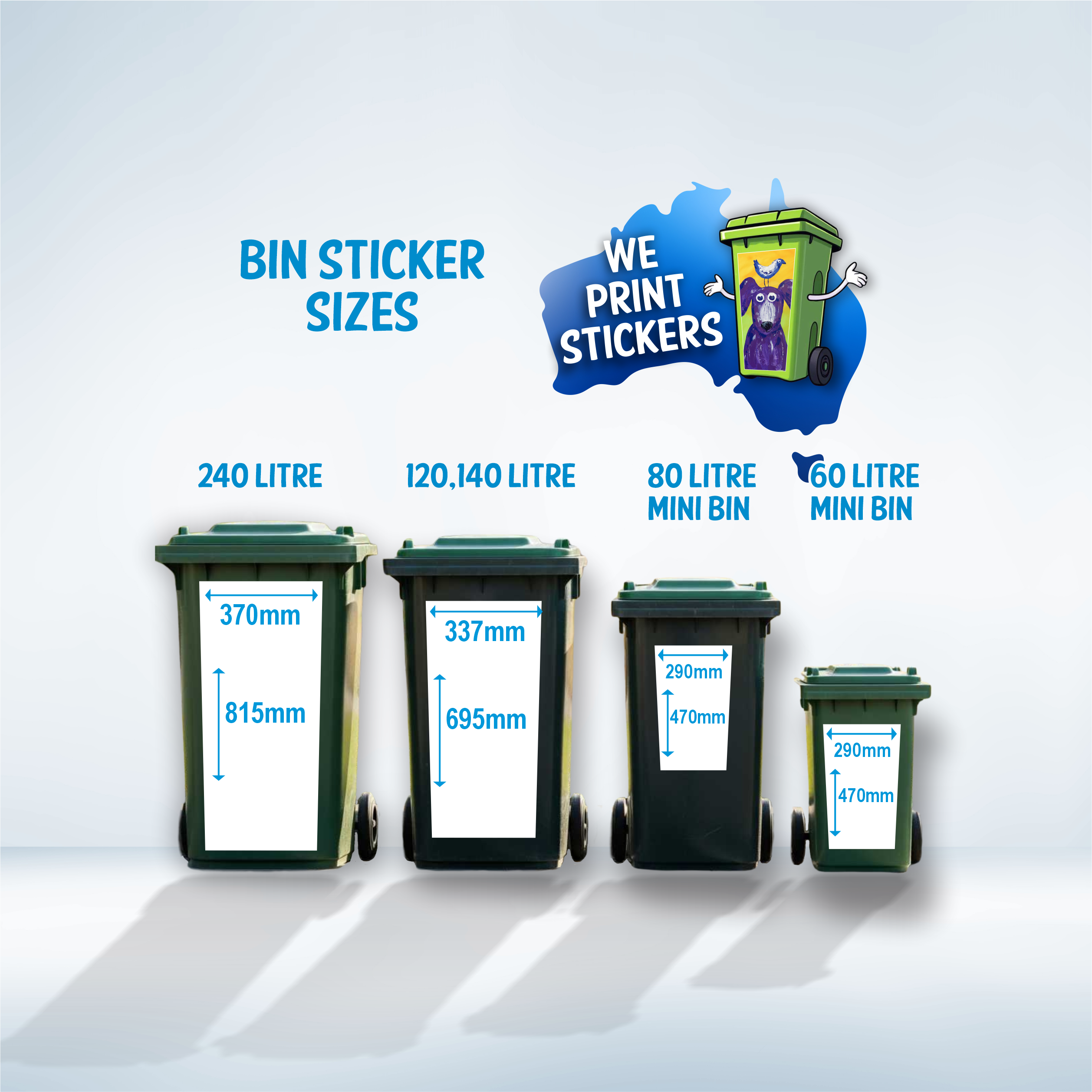 Blue wren painting wheelie bin sticker