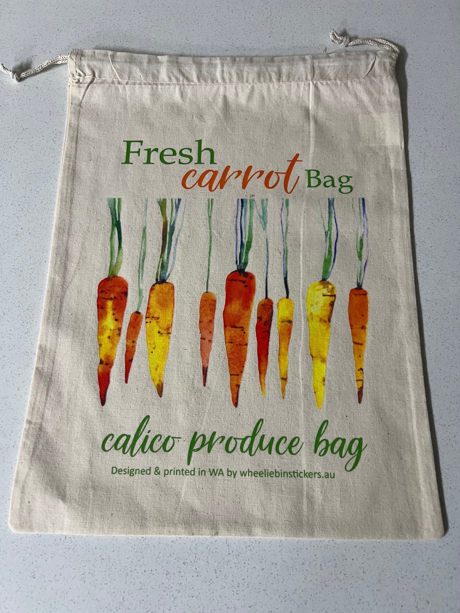 Fruit and vegetable drawstring calico bag