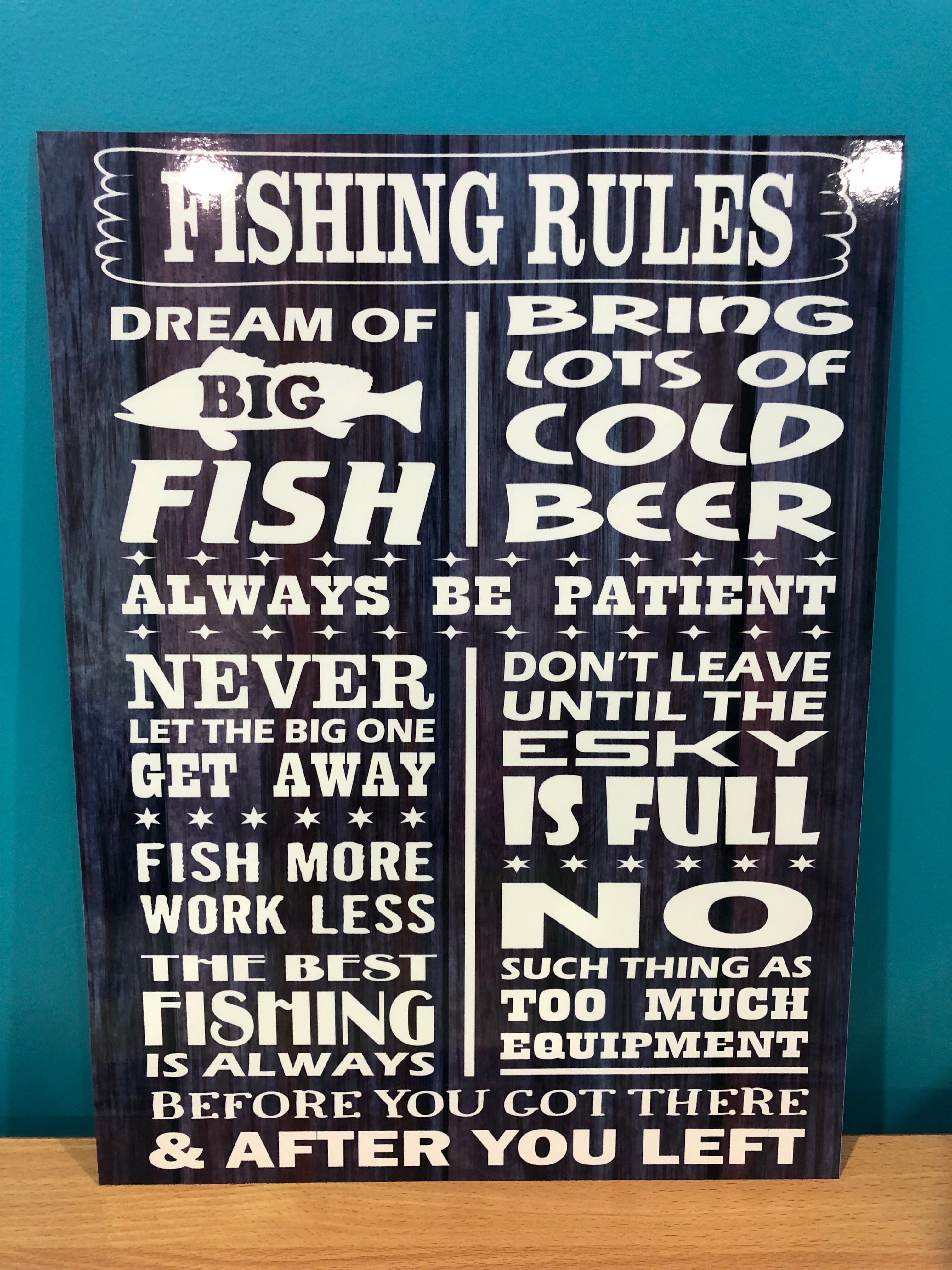 Fishing rules sign