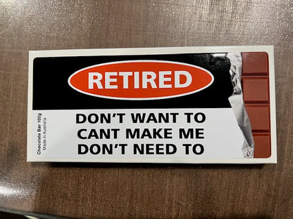 'I'm retired' chocolate bar