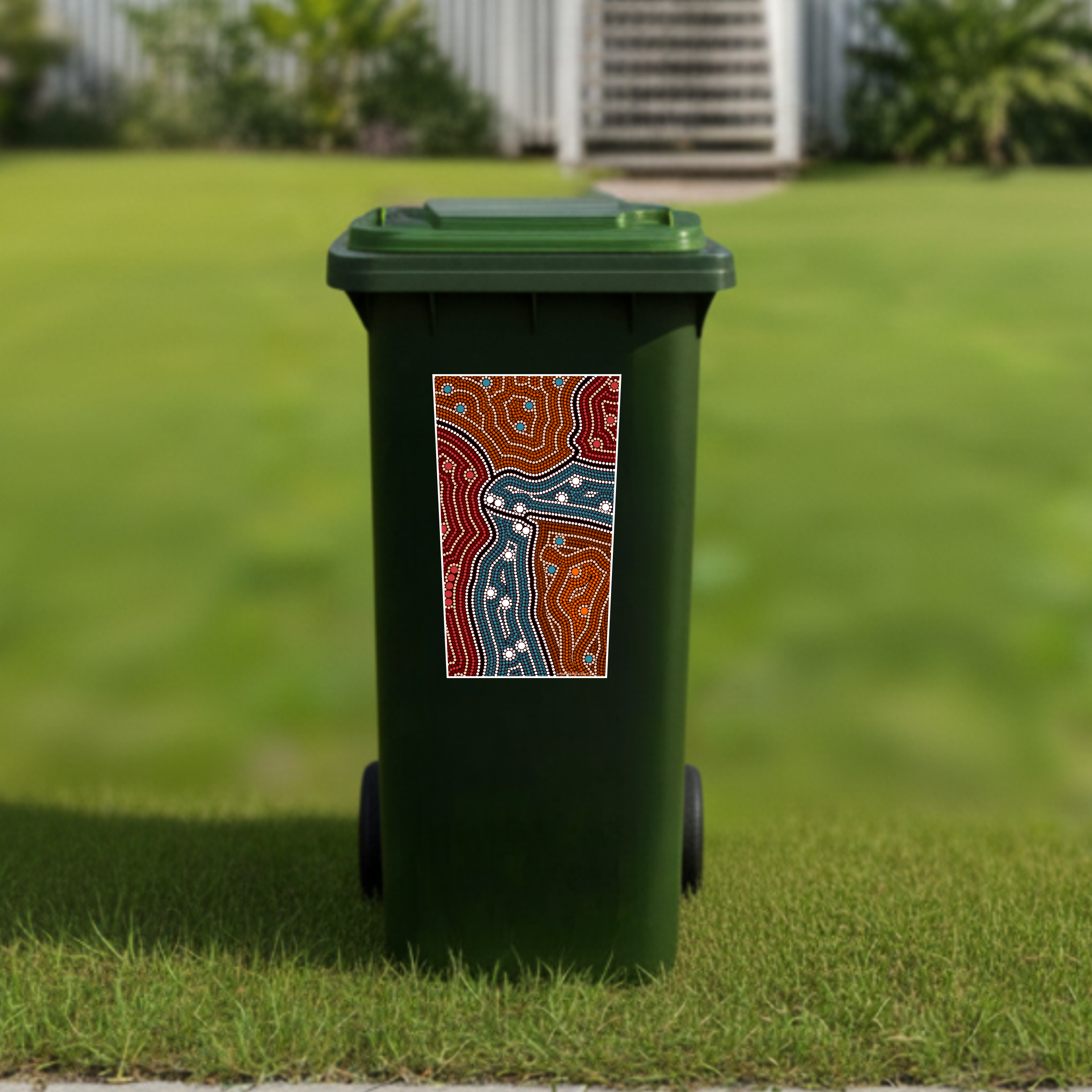Aboriginal illustration wheelie bin sticker