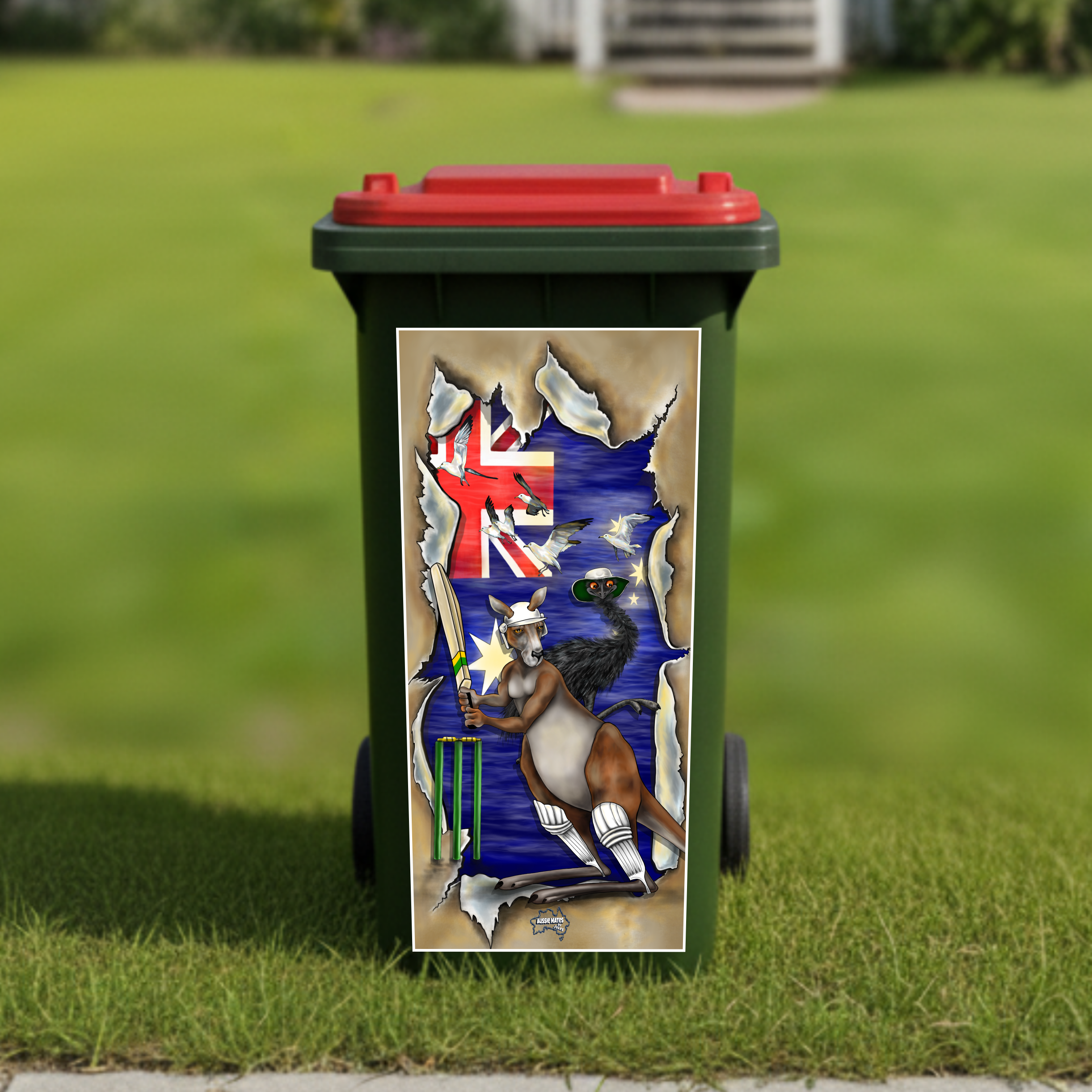Anyone for cricket? wheelie bin sticker
