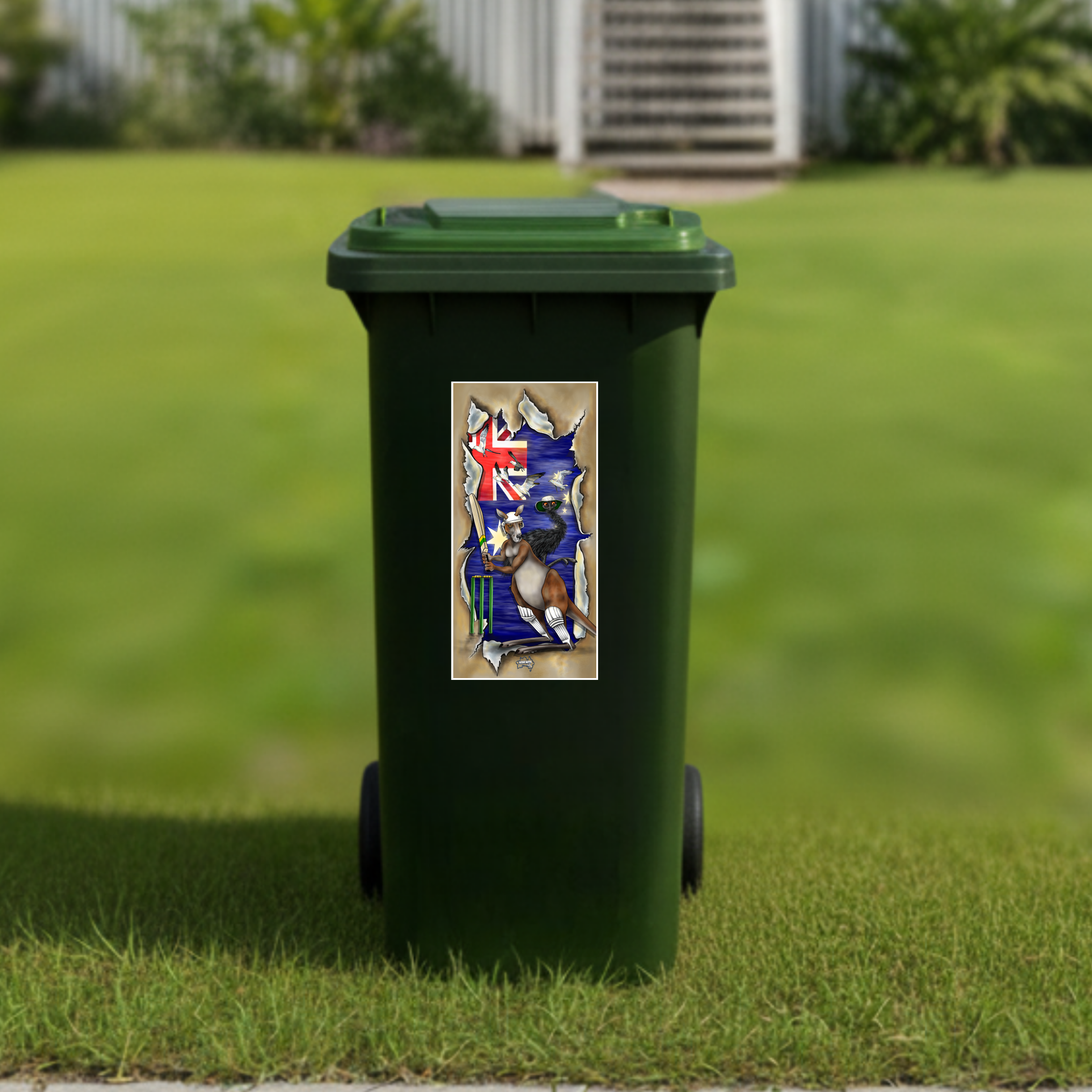 Anyone for cricket? wheelie bin sticker