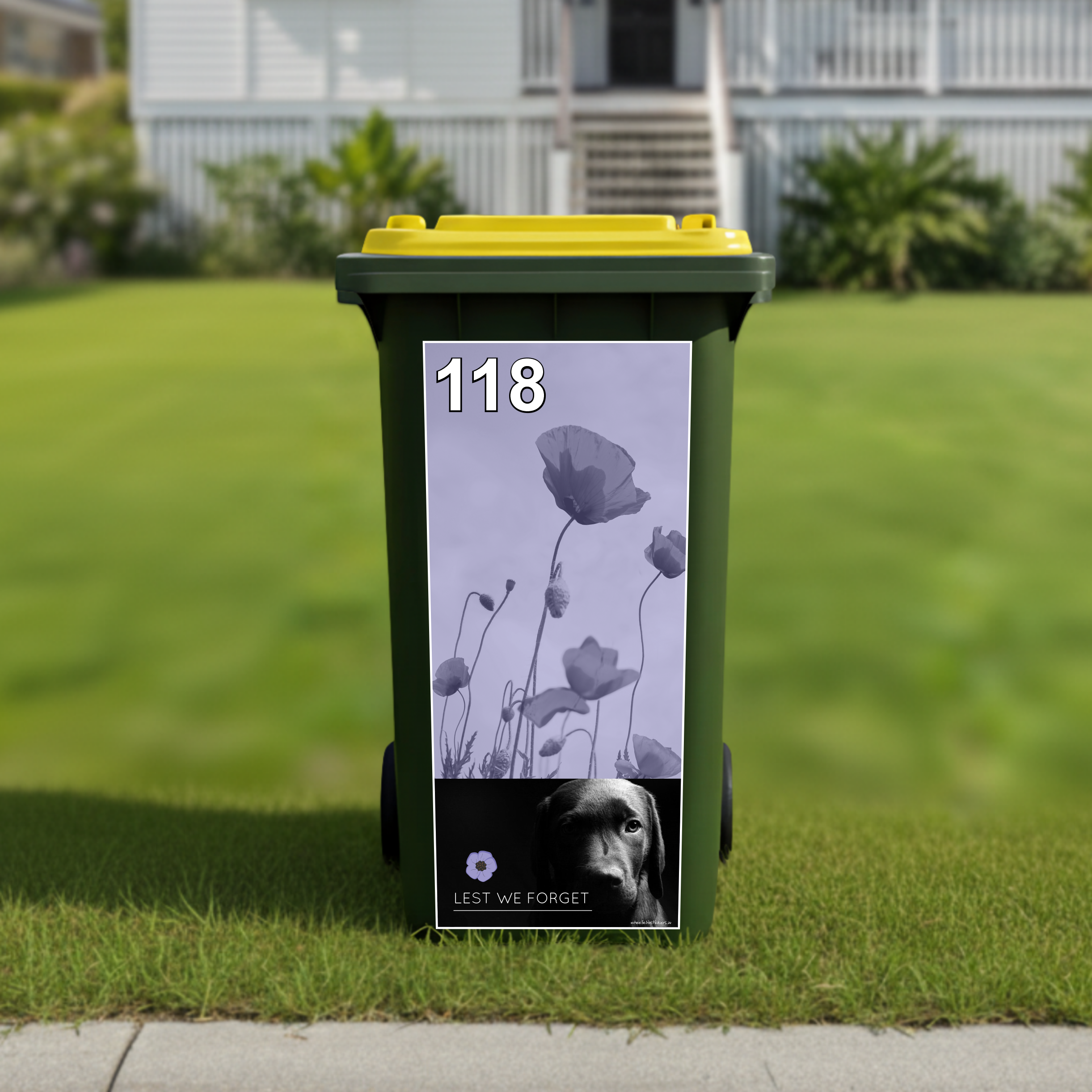 Soldier dog lest we forget wheelie bin sticker