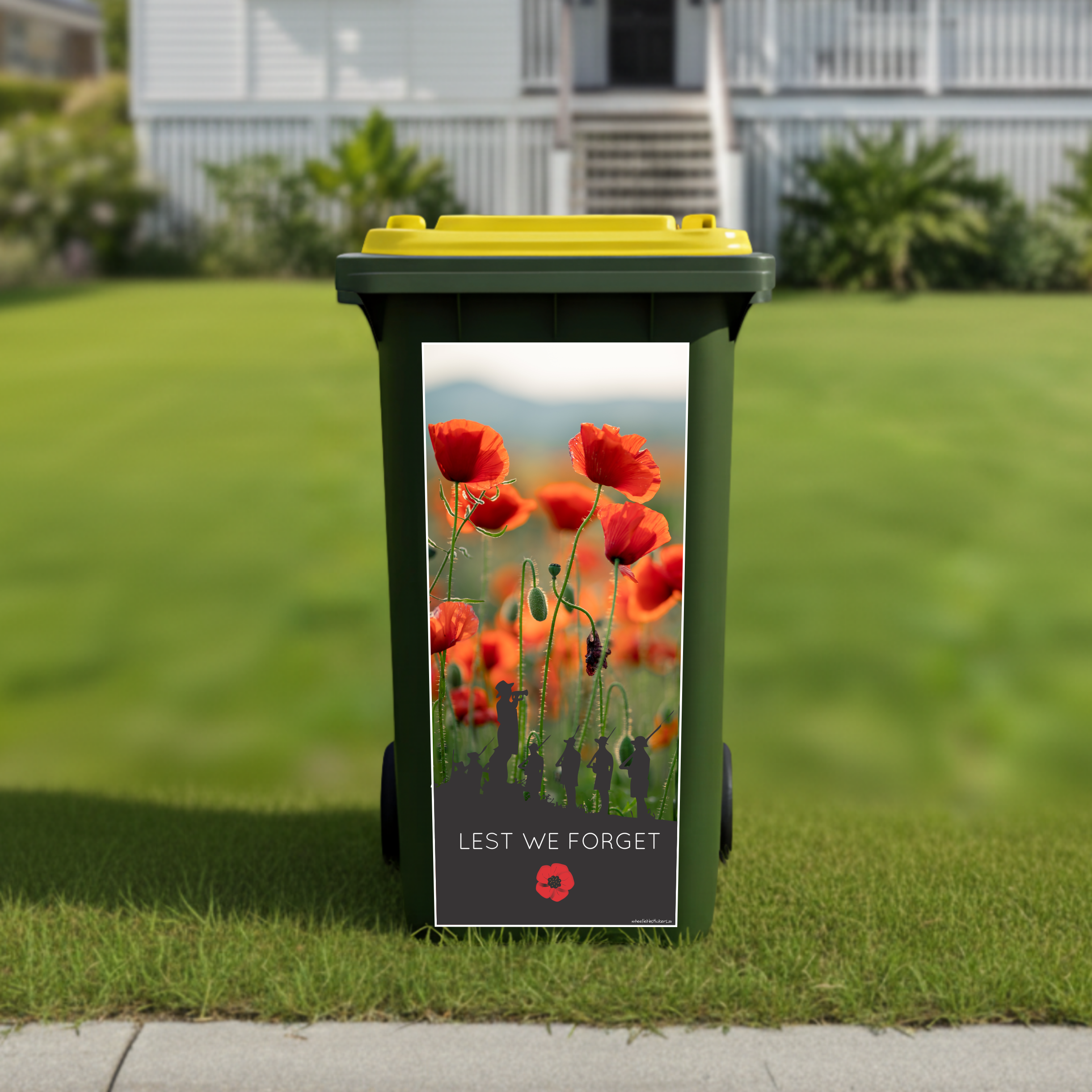 Poppies soldier wheelie bin sticker