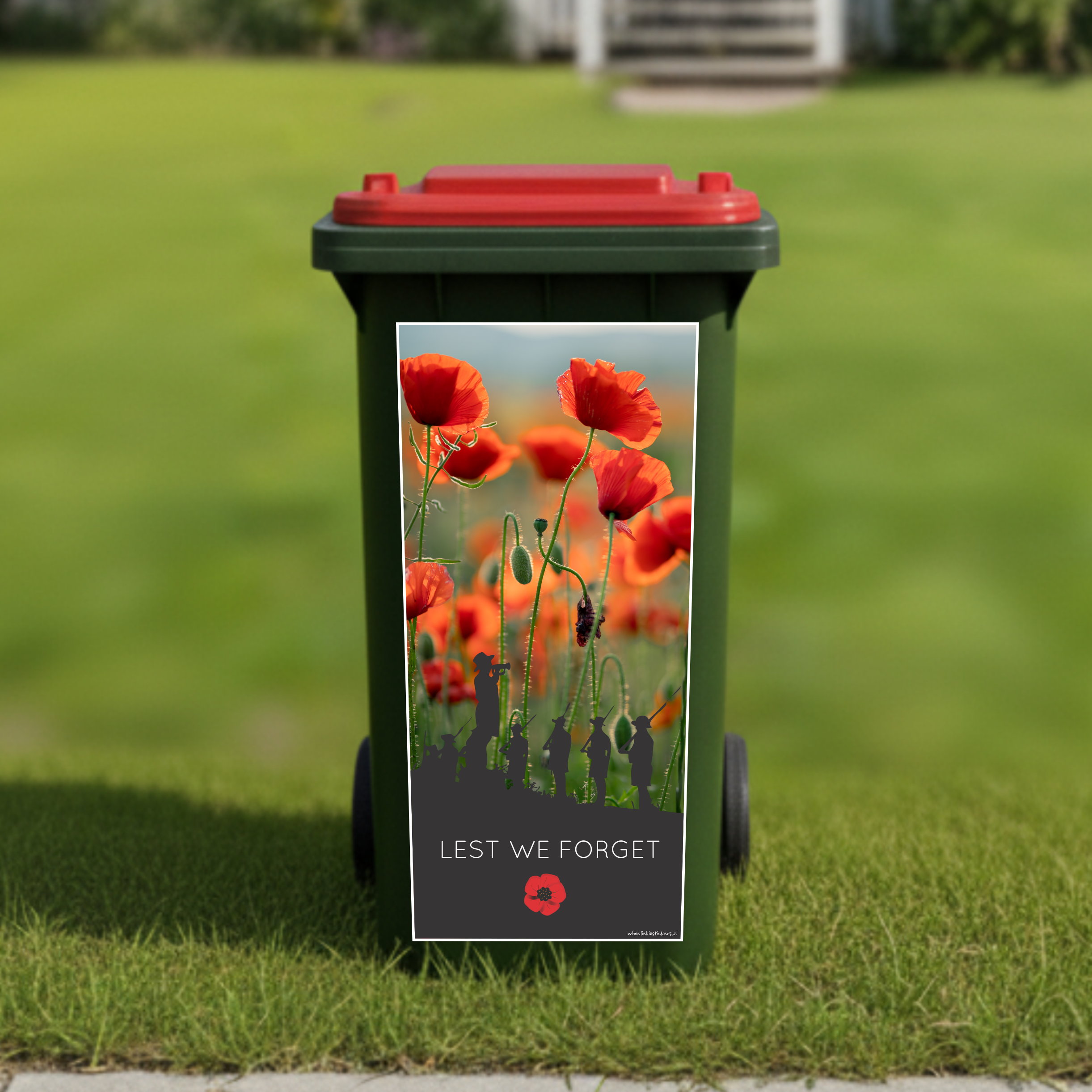 Poppies soldier wheelie bin sticker