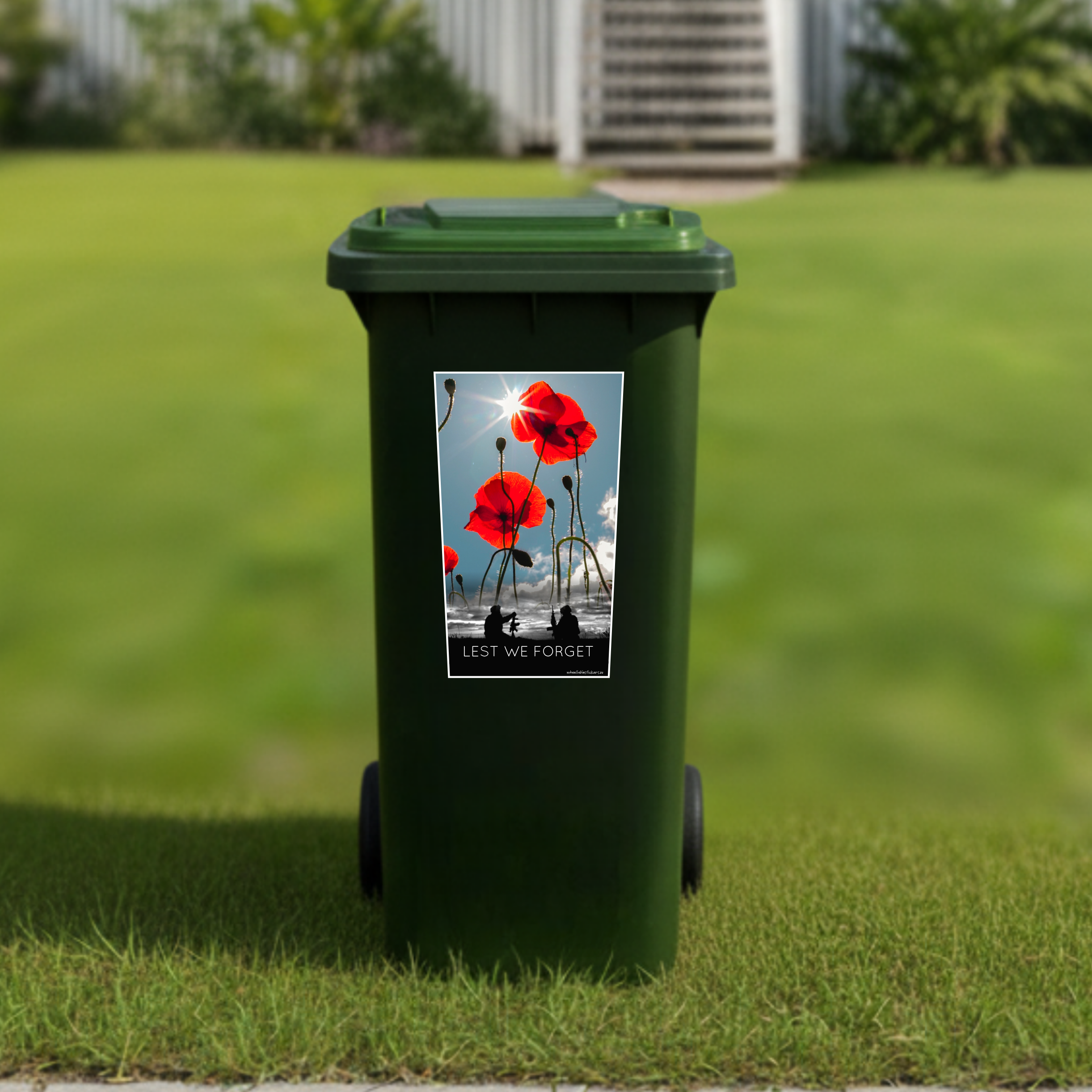 Soldiers with poppies wheelie bin sticker