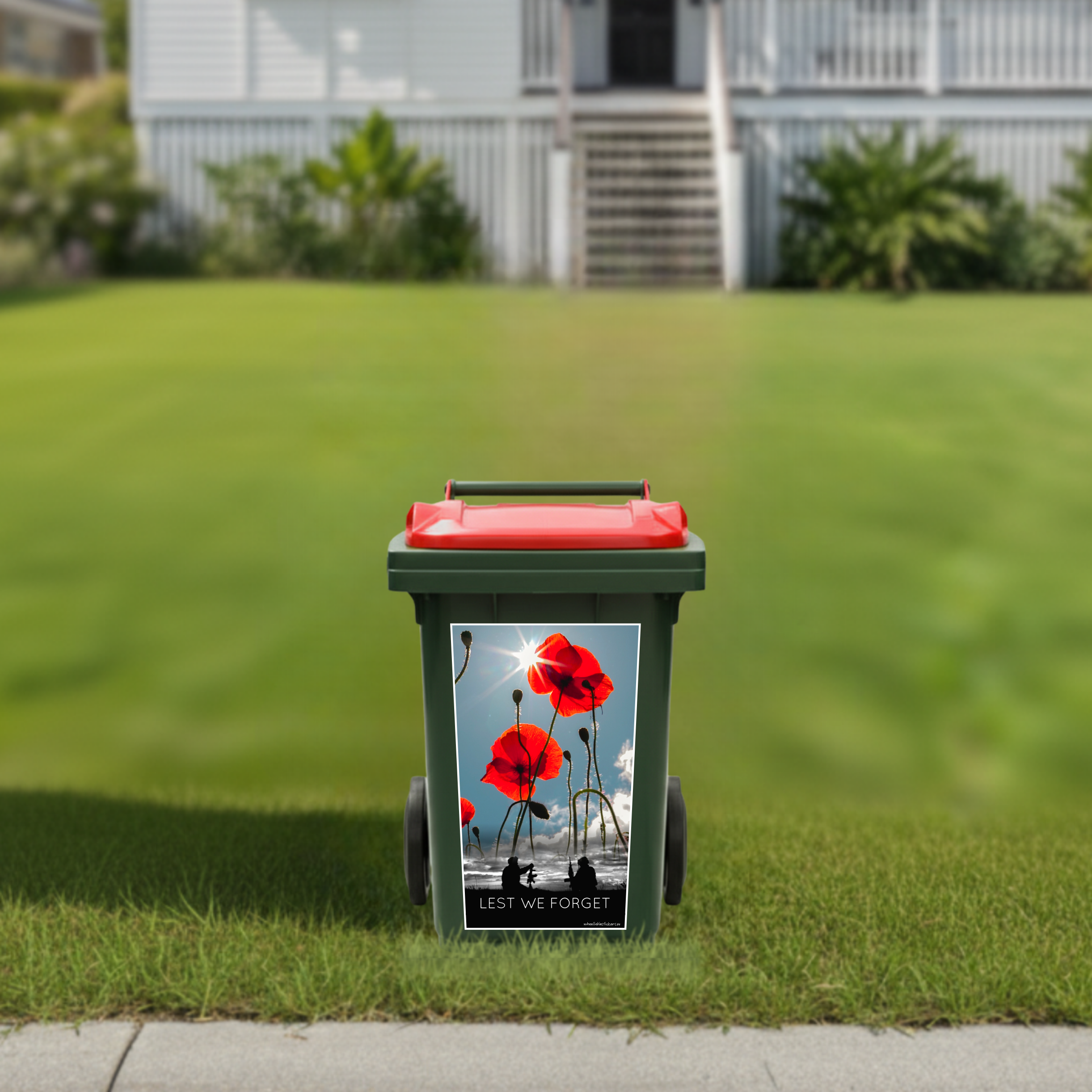 Soldiers with poppies wheelie bin sticker