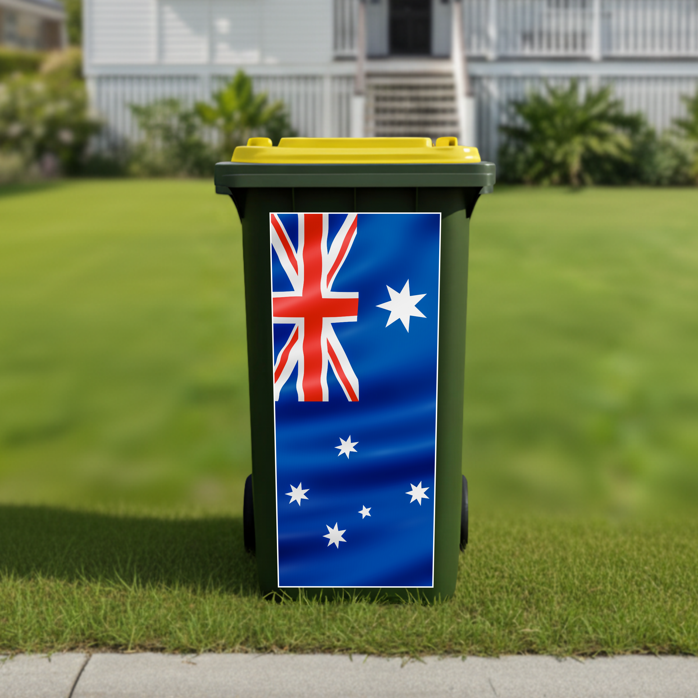 Australian flying flag wheelie bin sticker