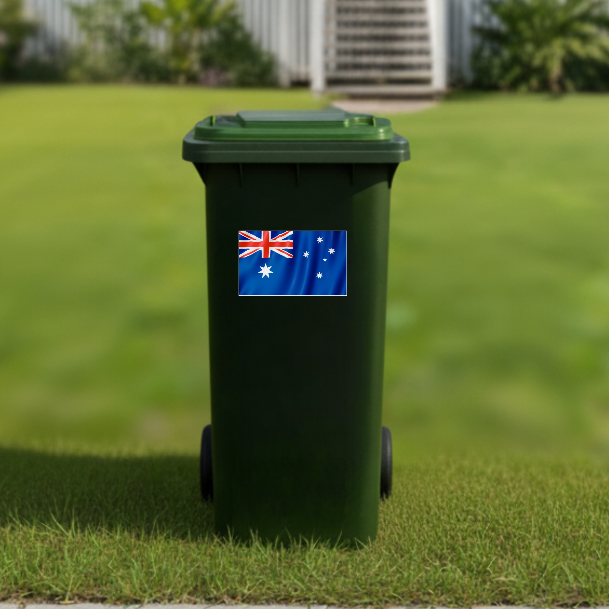 Australian flying flag horizontal wheelie bin sticker