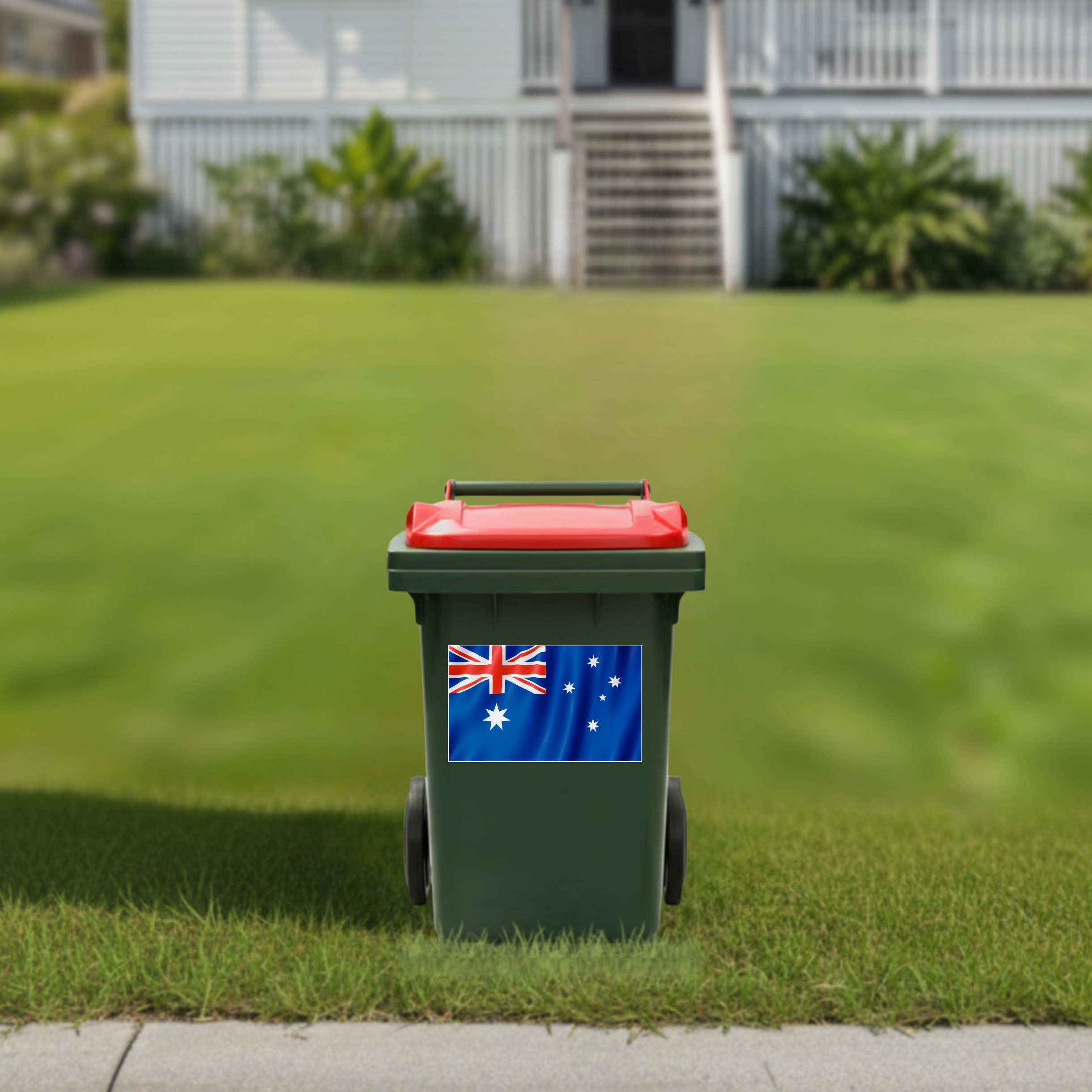 Australian flying flag horizontal wheelie bin sticker