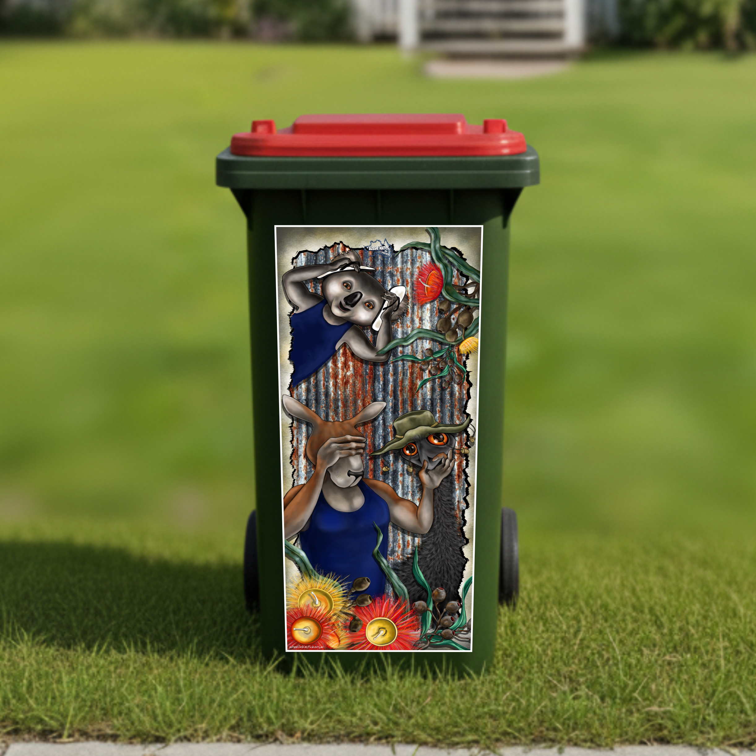 Aussie hear no, see no, speak no wheelie bin sticker