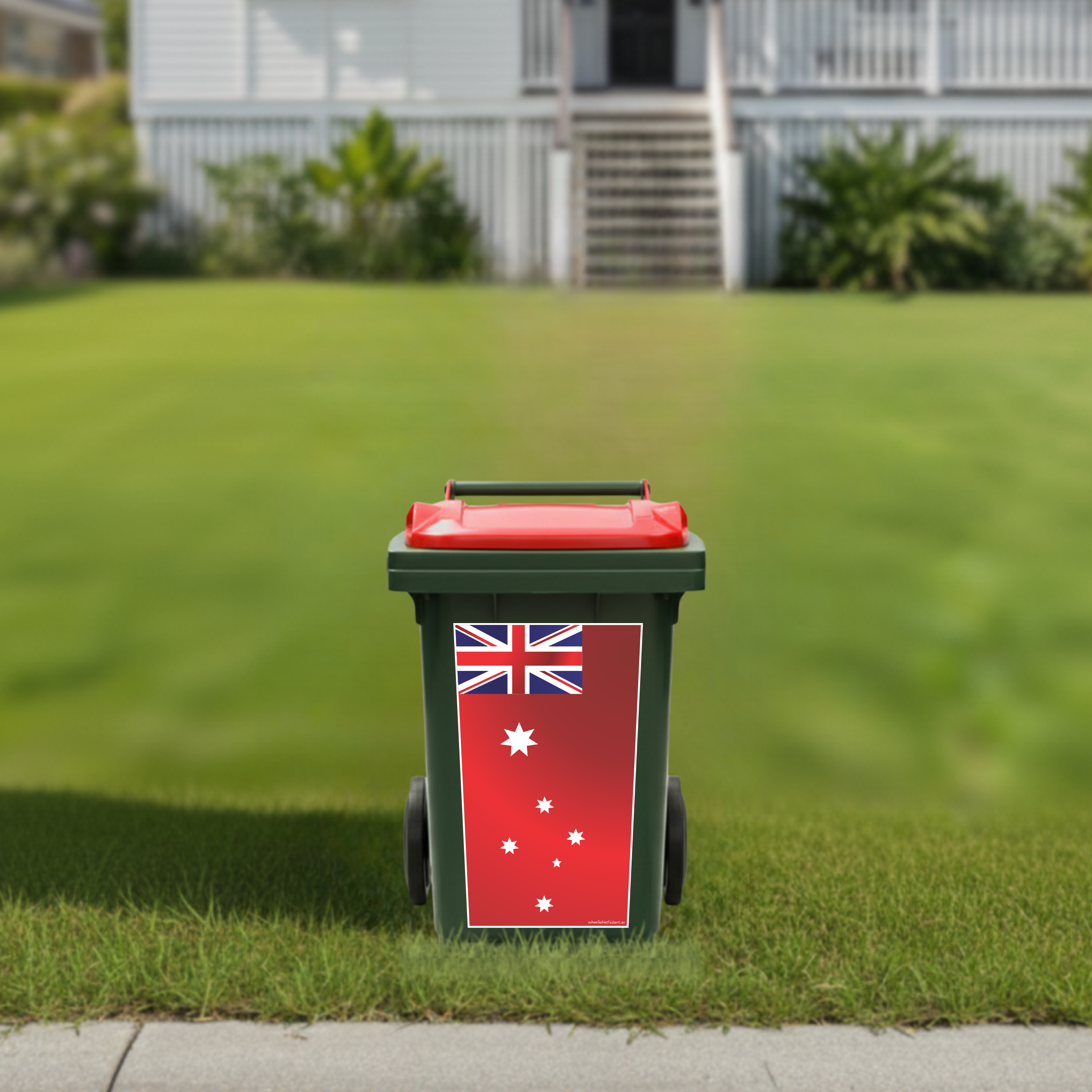 Australiana red ensign flag wheelie bin sticker