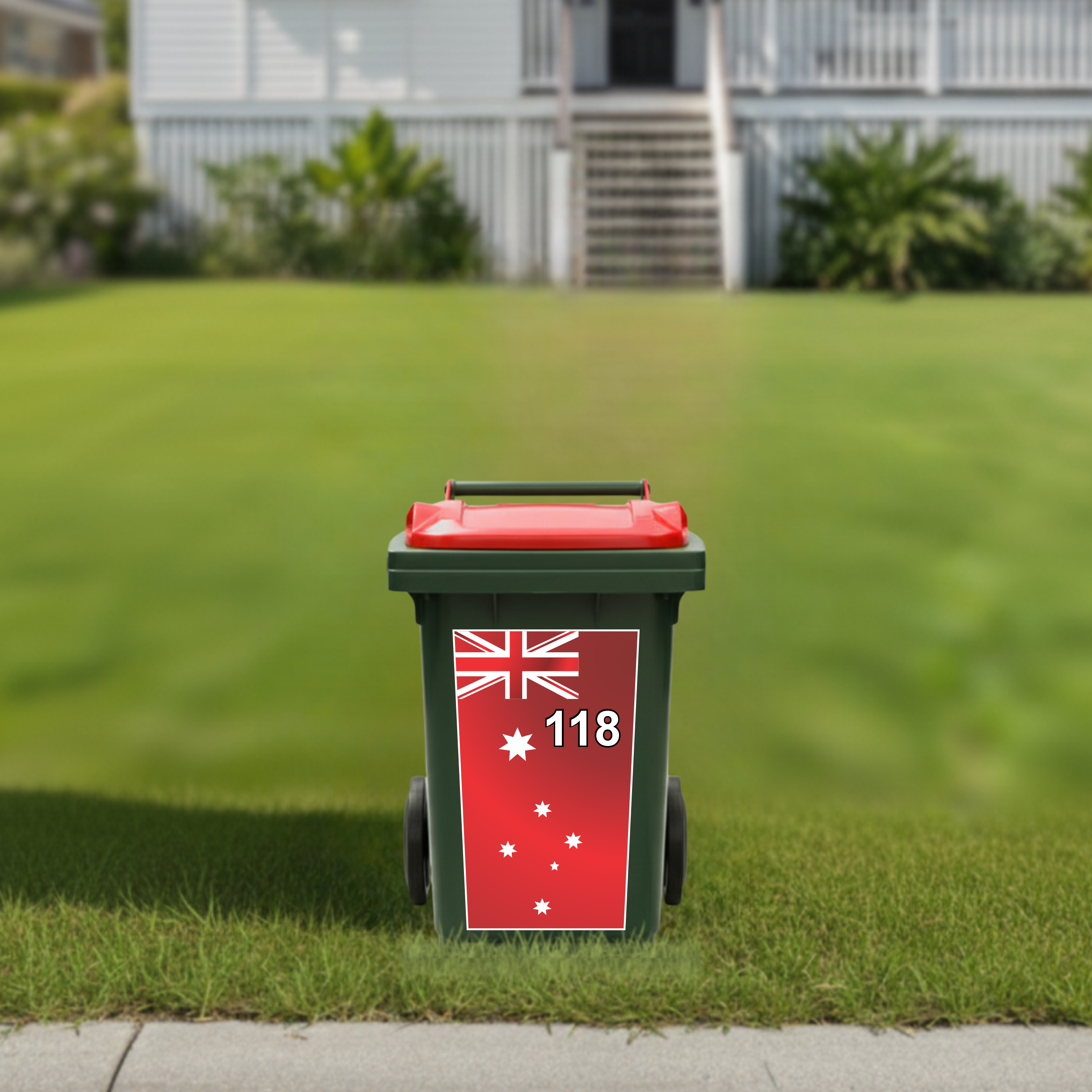 Australian red ensign flag wheelie bin sticker