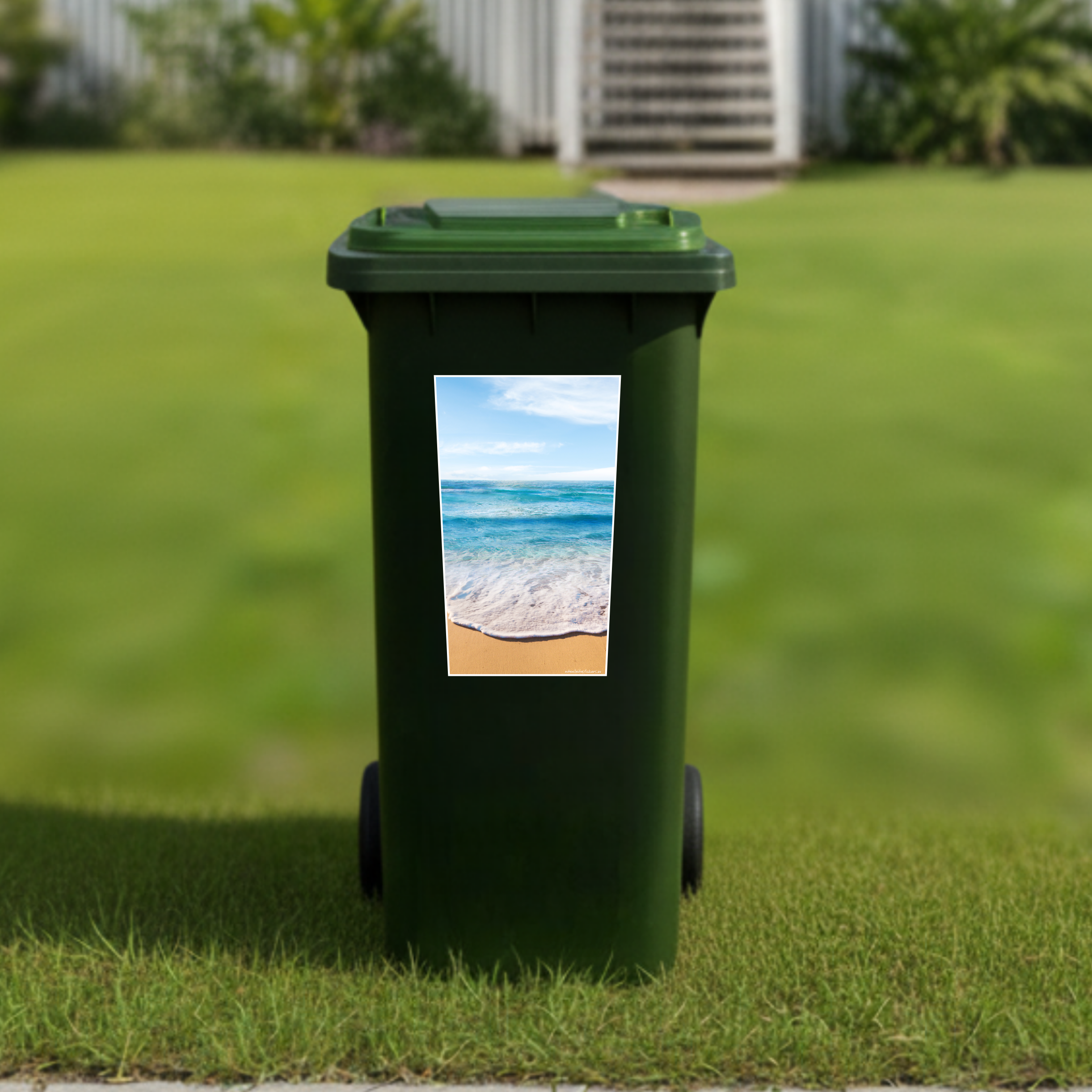 Beach wheelie bin sticker