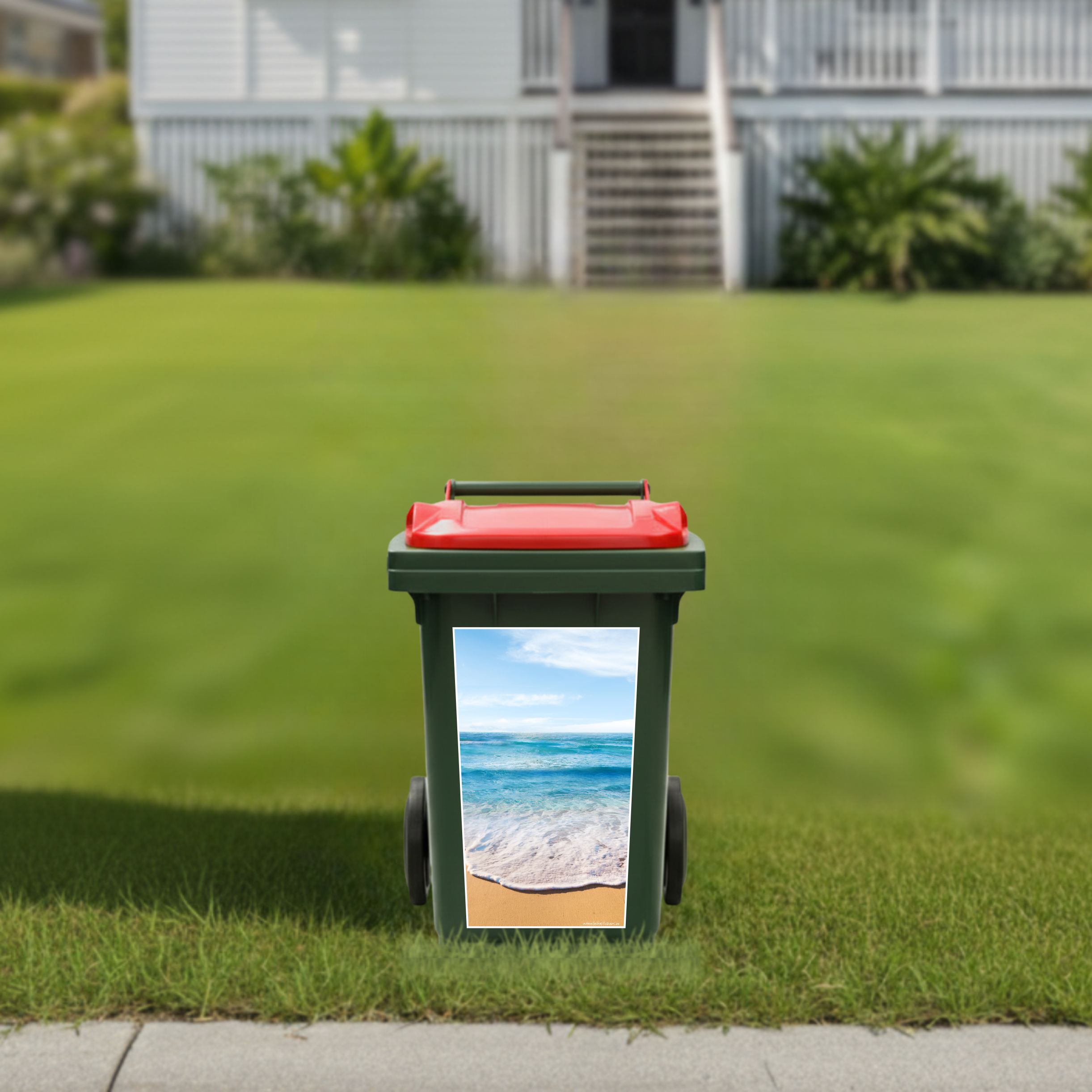 Beach wheelie bin sticker