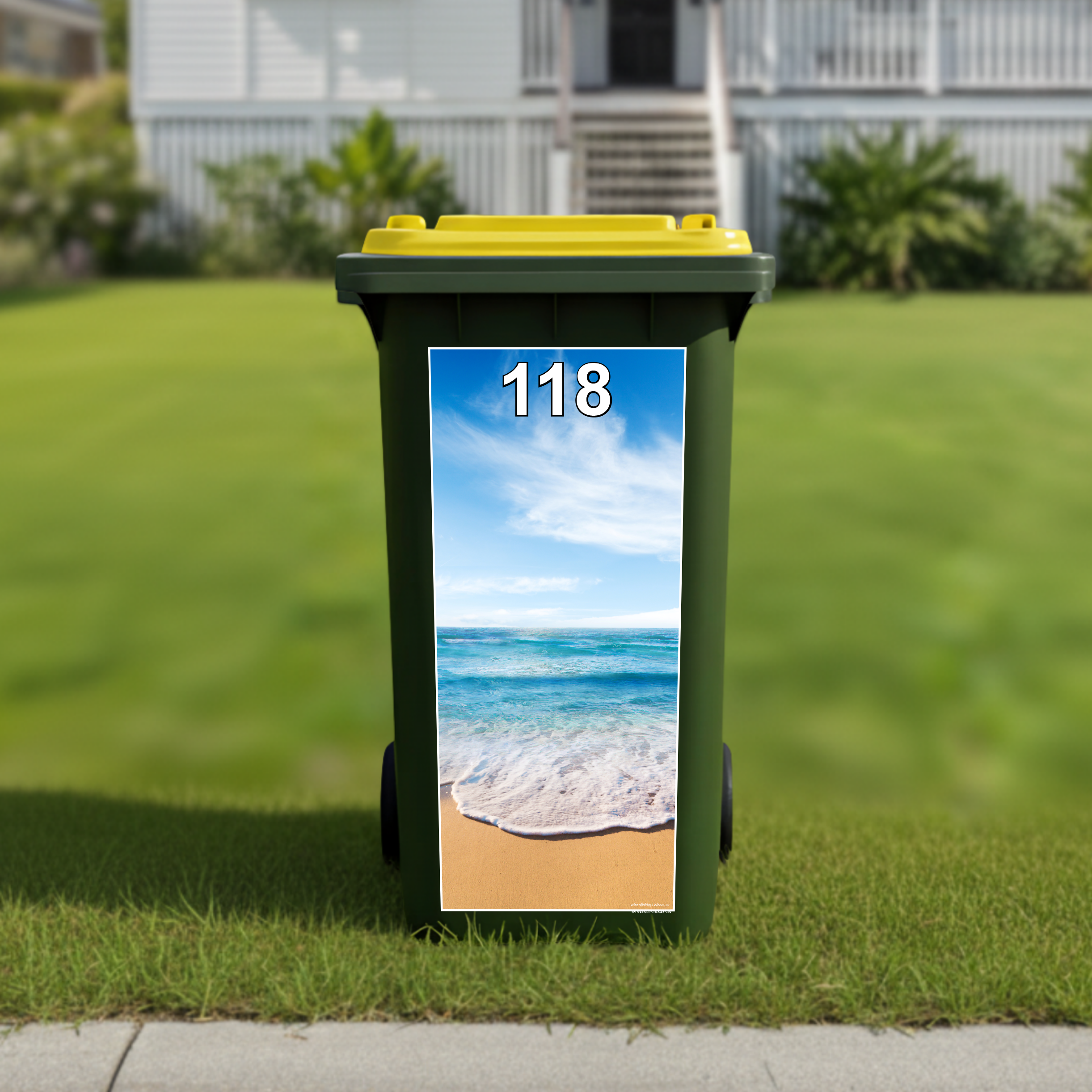 Beach wheelie bin sticker
