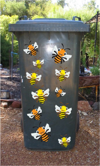 Bee stickers for wheelie bins