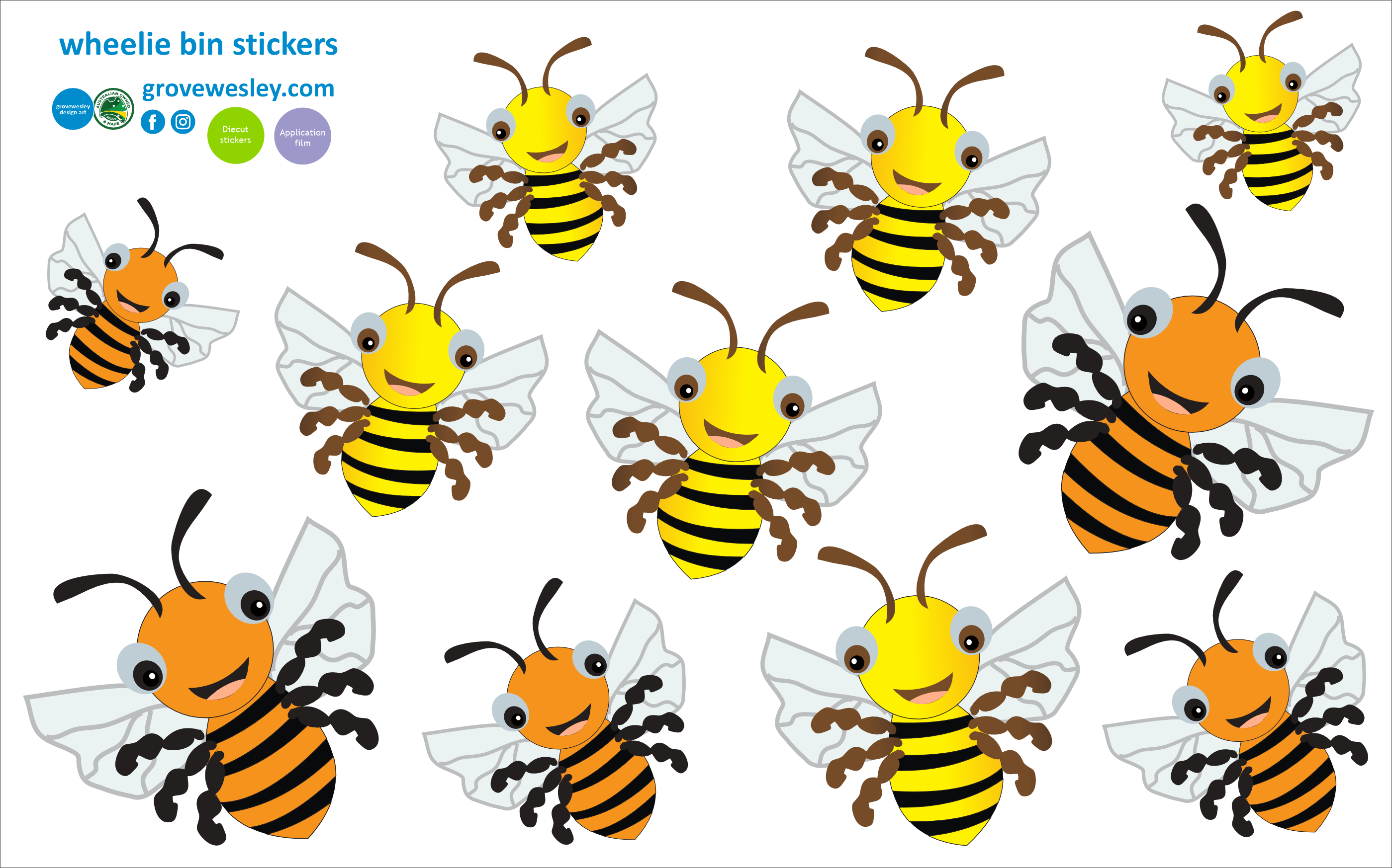 Bees stickers for wheelie bins