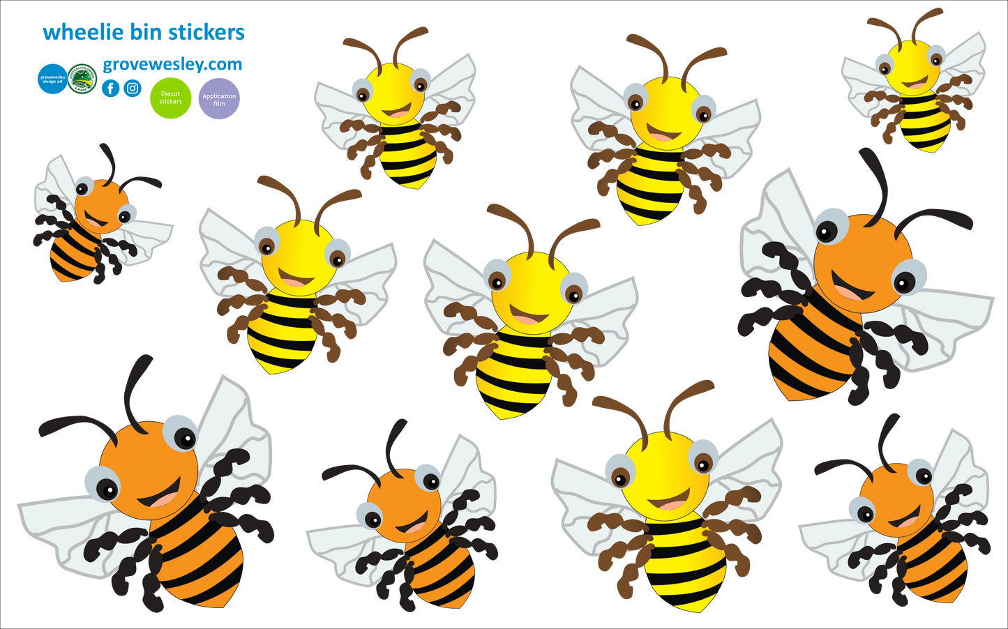  Bees stickers for wheelie bins