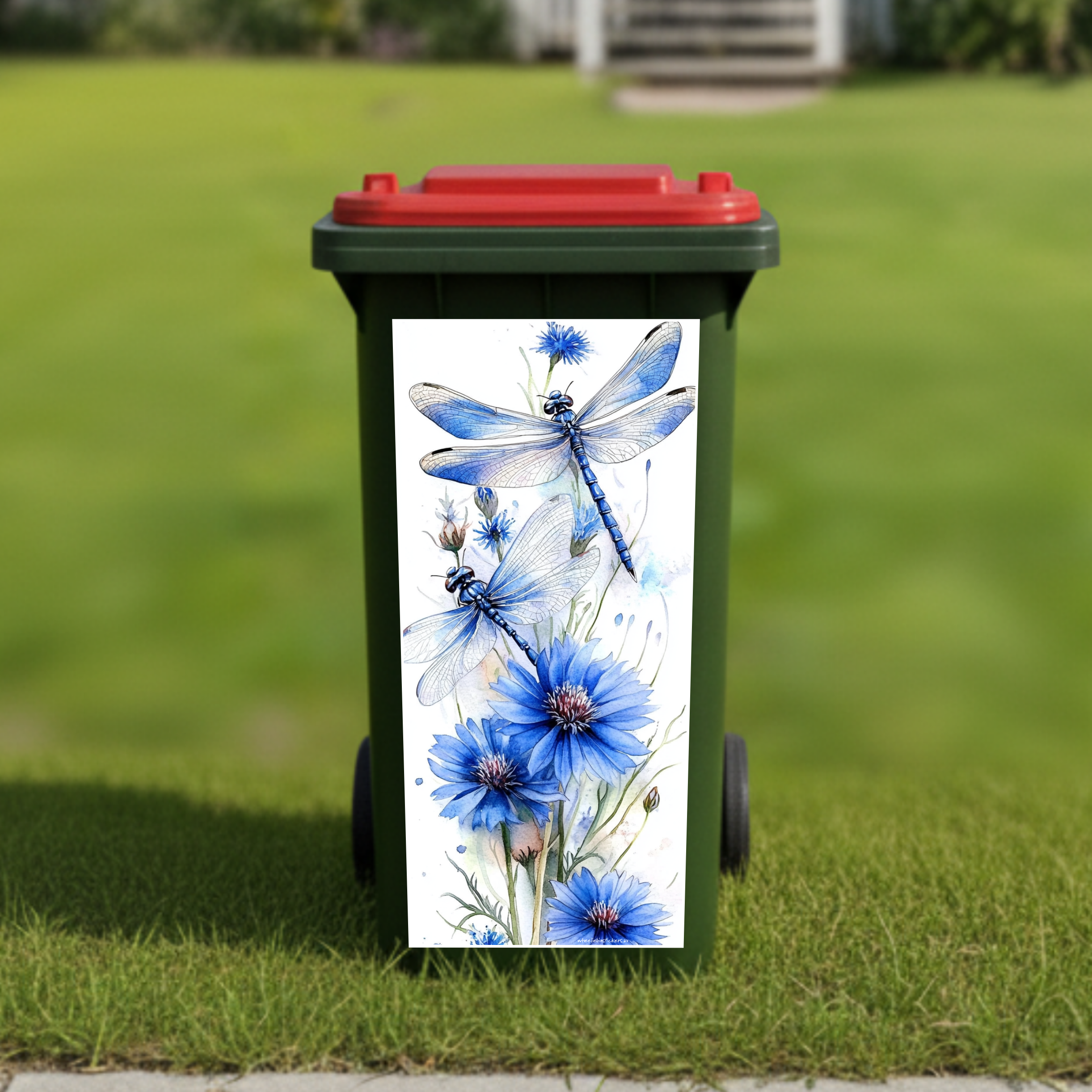 Blue Dragonfly wheelie bin sticker