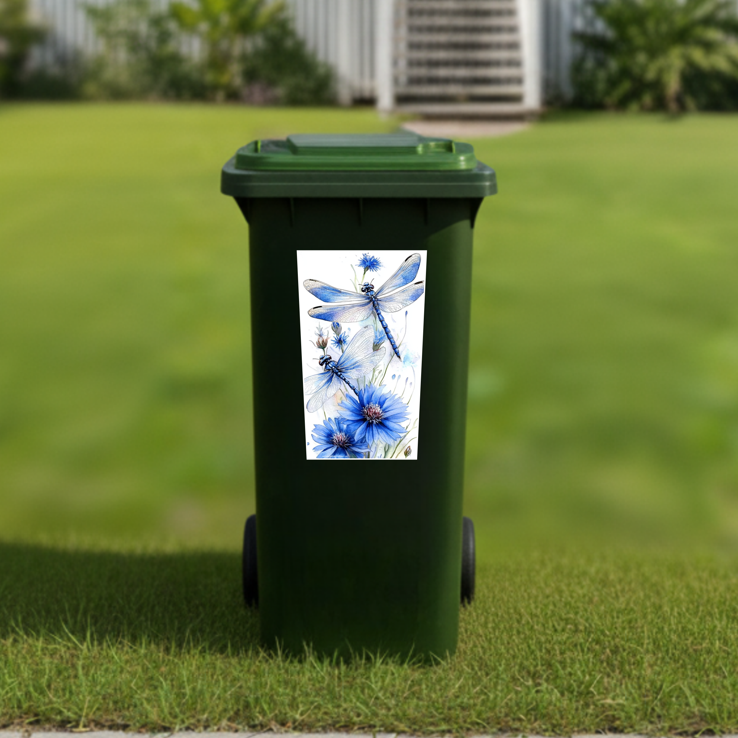 Blue Dragonfly wheelie bin sticker