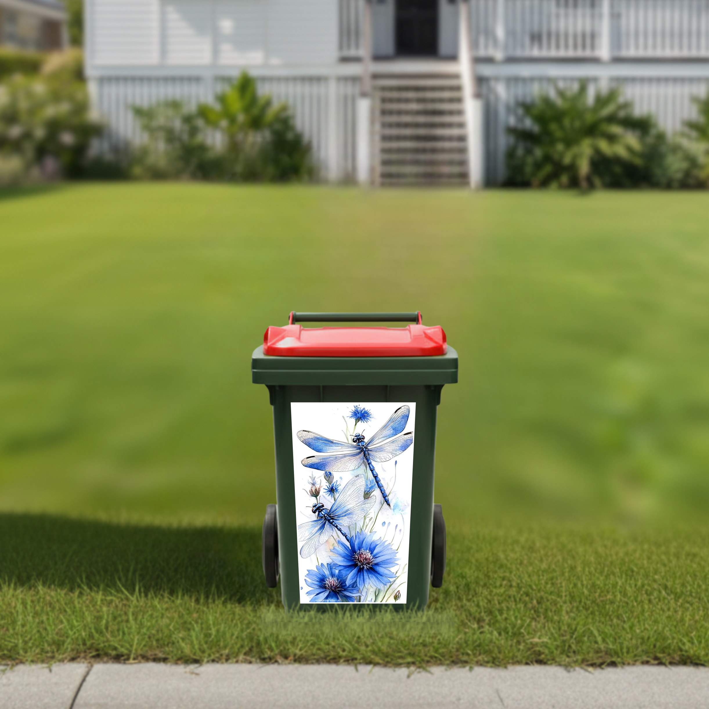 Blue Dragonfly wheelie bin sticker