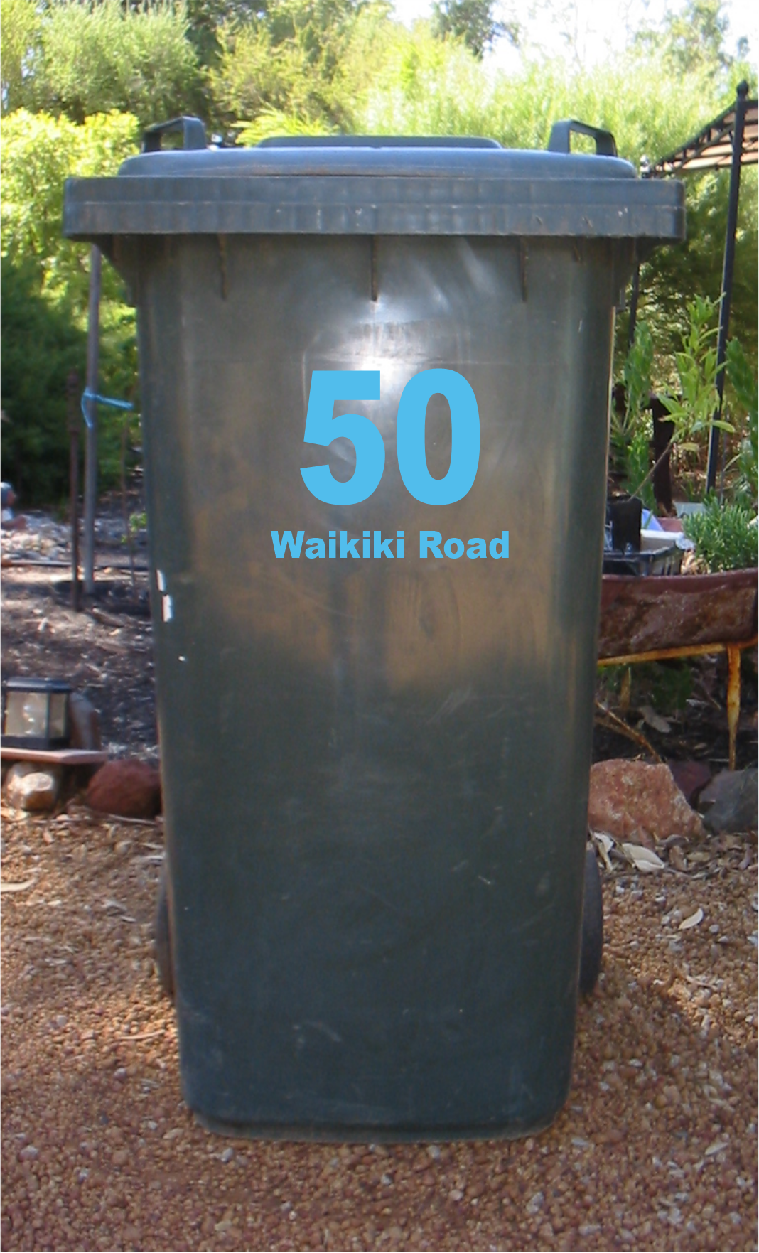 Number and address wheelie bin sticker