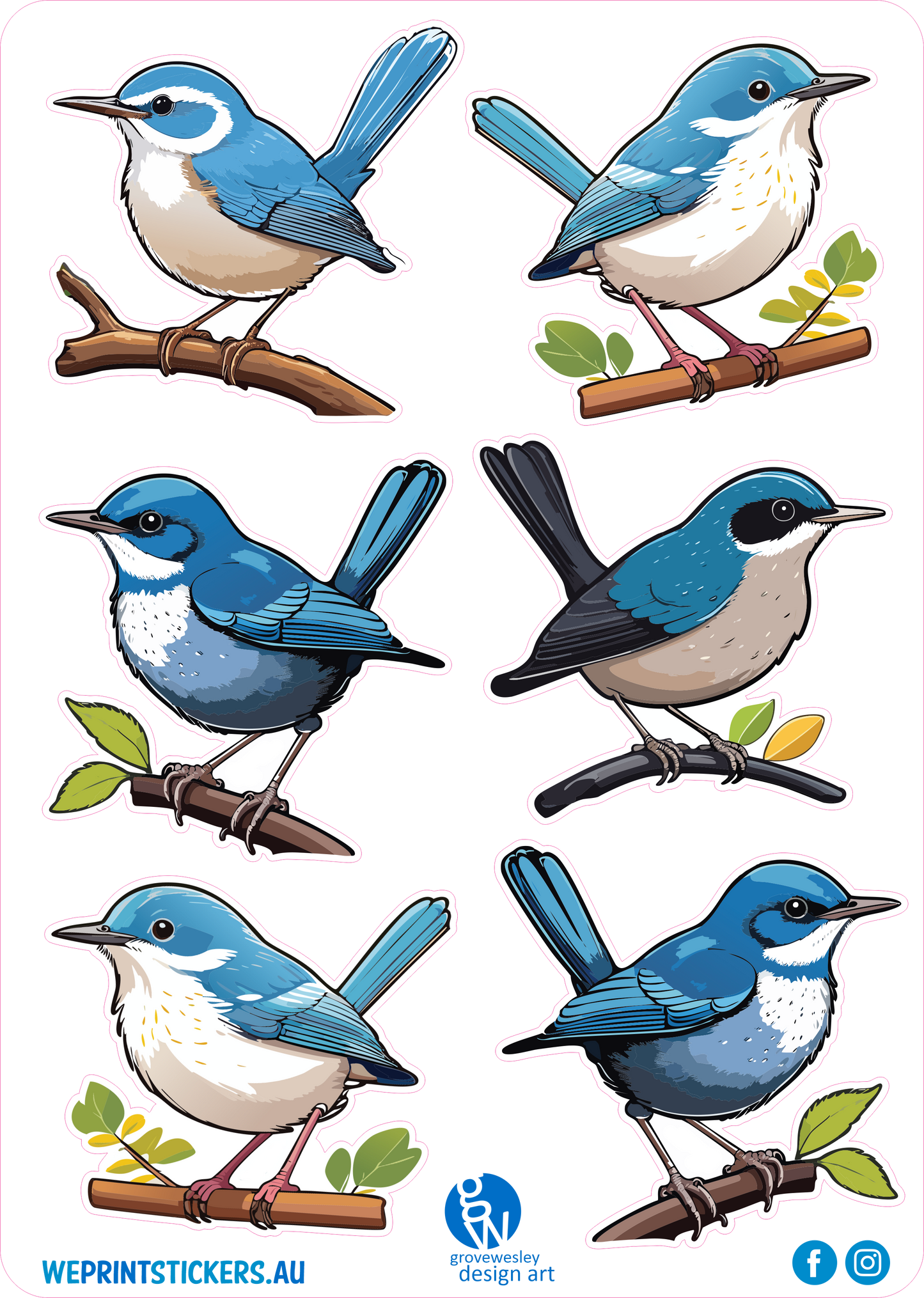 Blue wren stickers