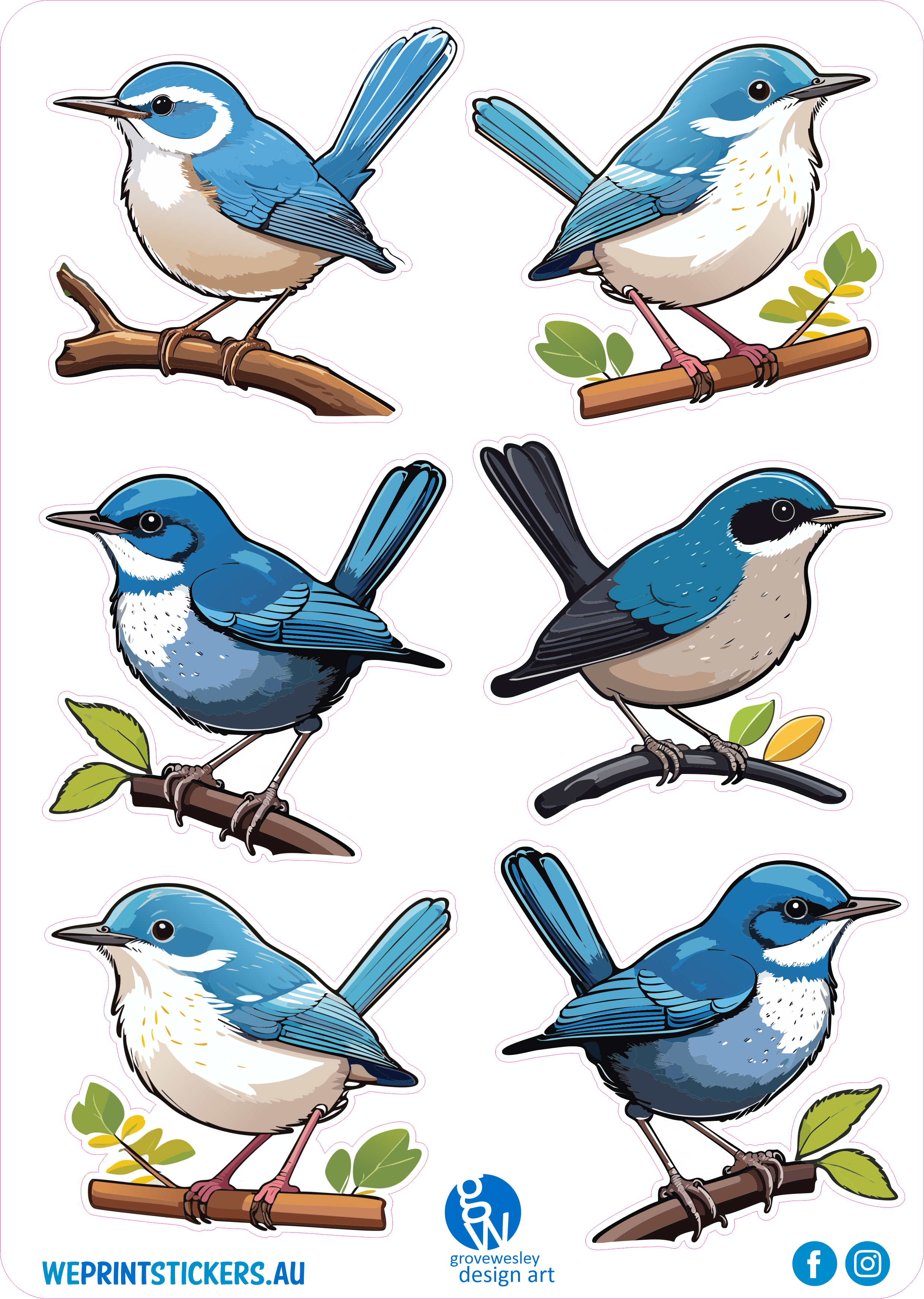 Blue wren stickers