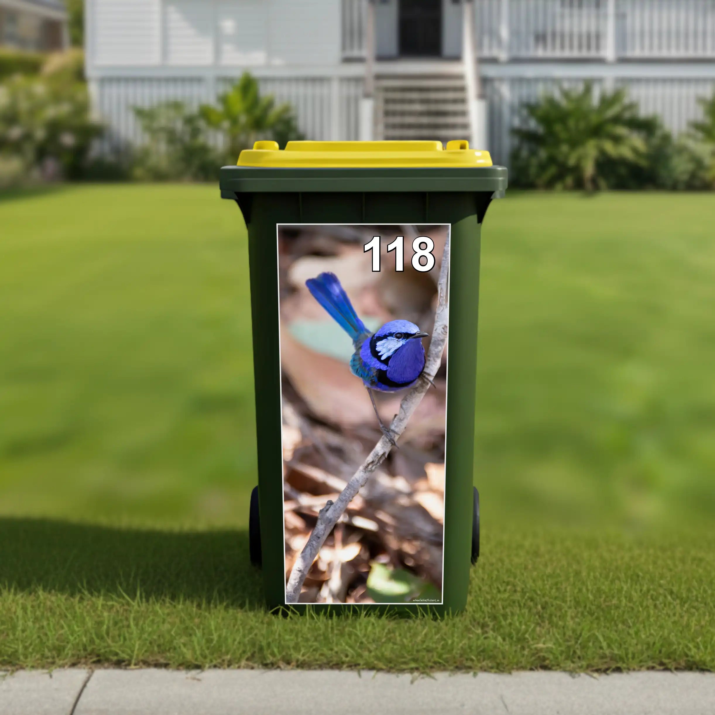 Blue wren wheelie bin sticker