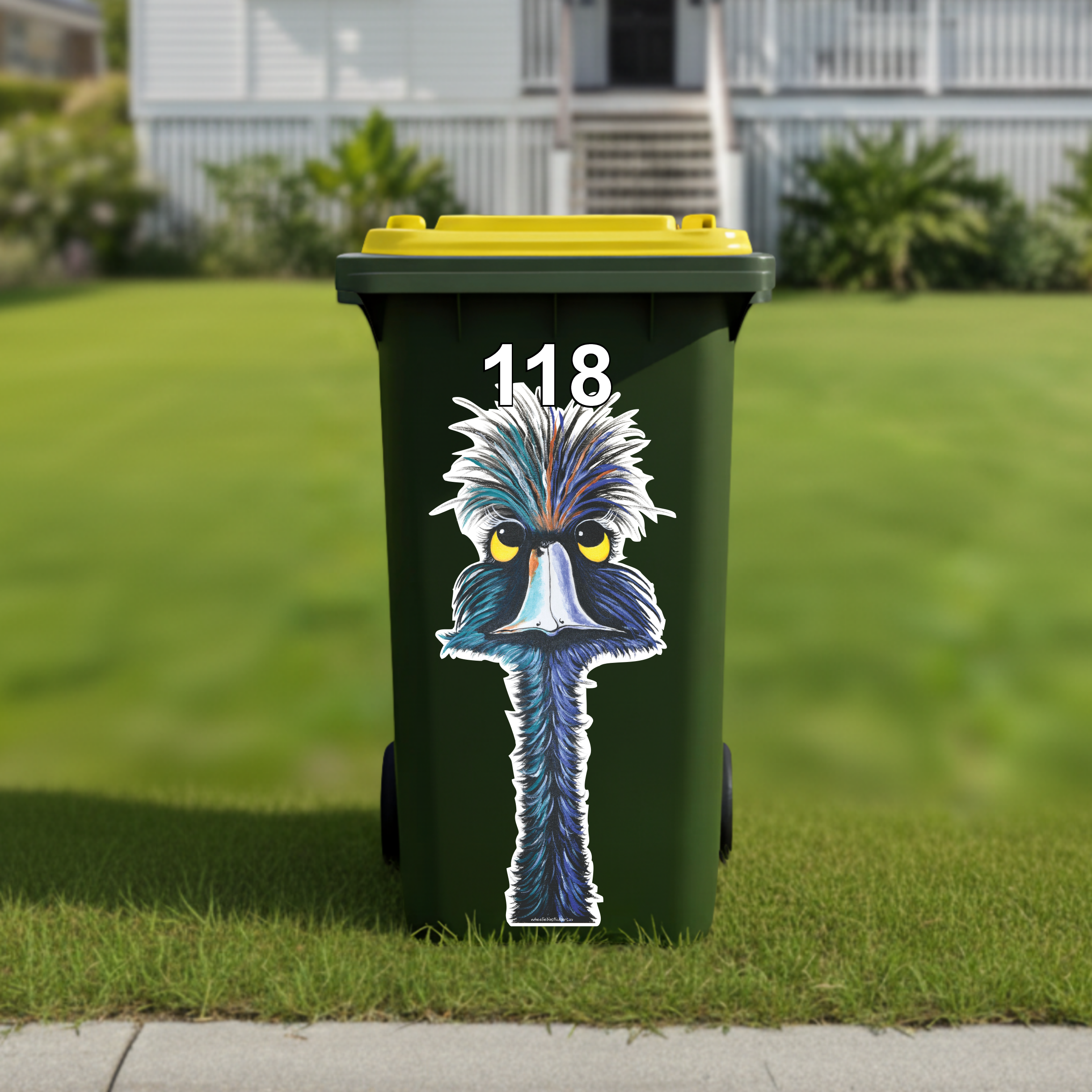 Bo ho emu wheelie bin sticker