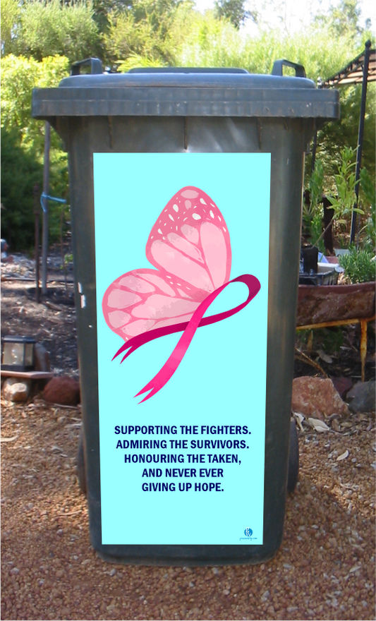 Butterfly breast cancer wheelie bin sticker