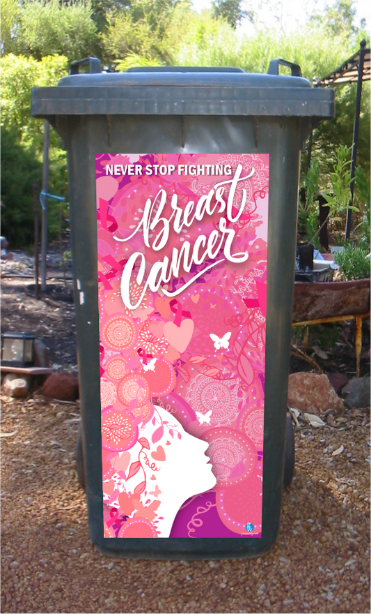 Breast cancer flowers wheelie bin sticker