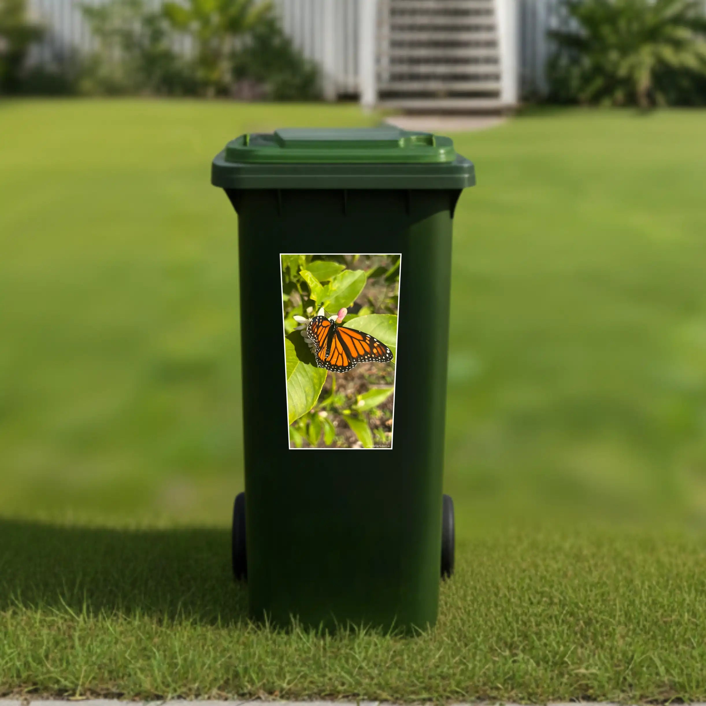 Monarch butterfly wheelie bin sticker