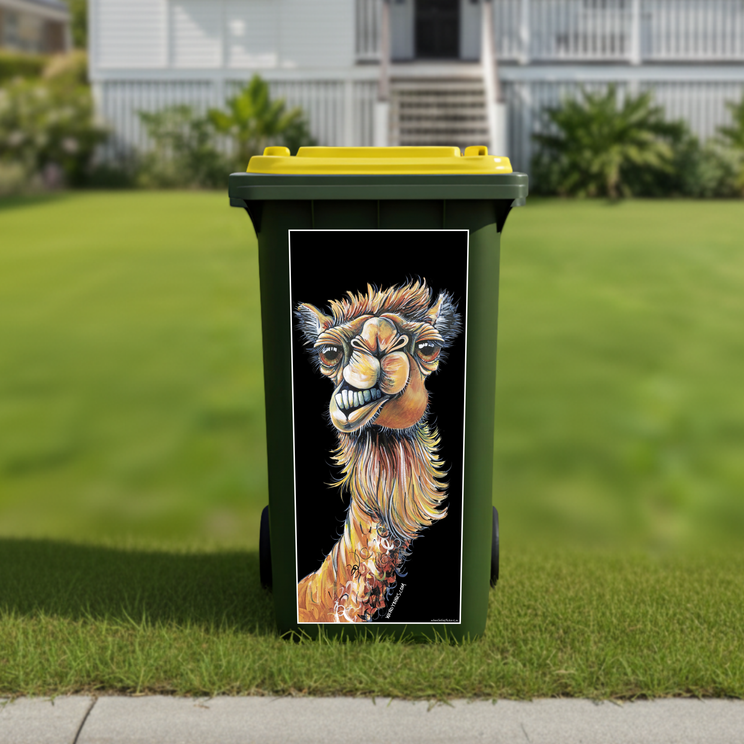Camel wheelie bin sticker