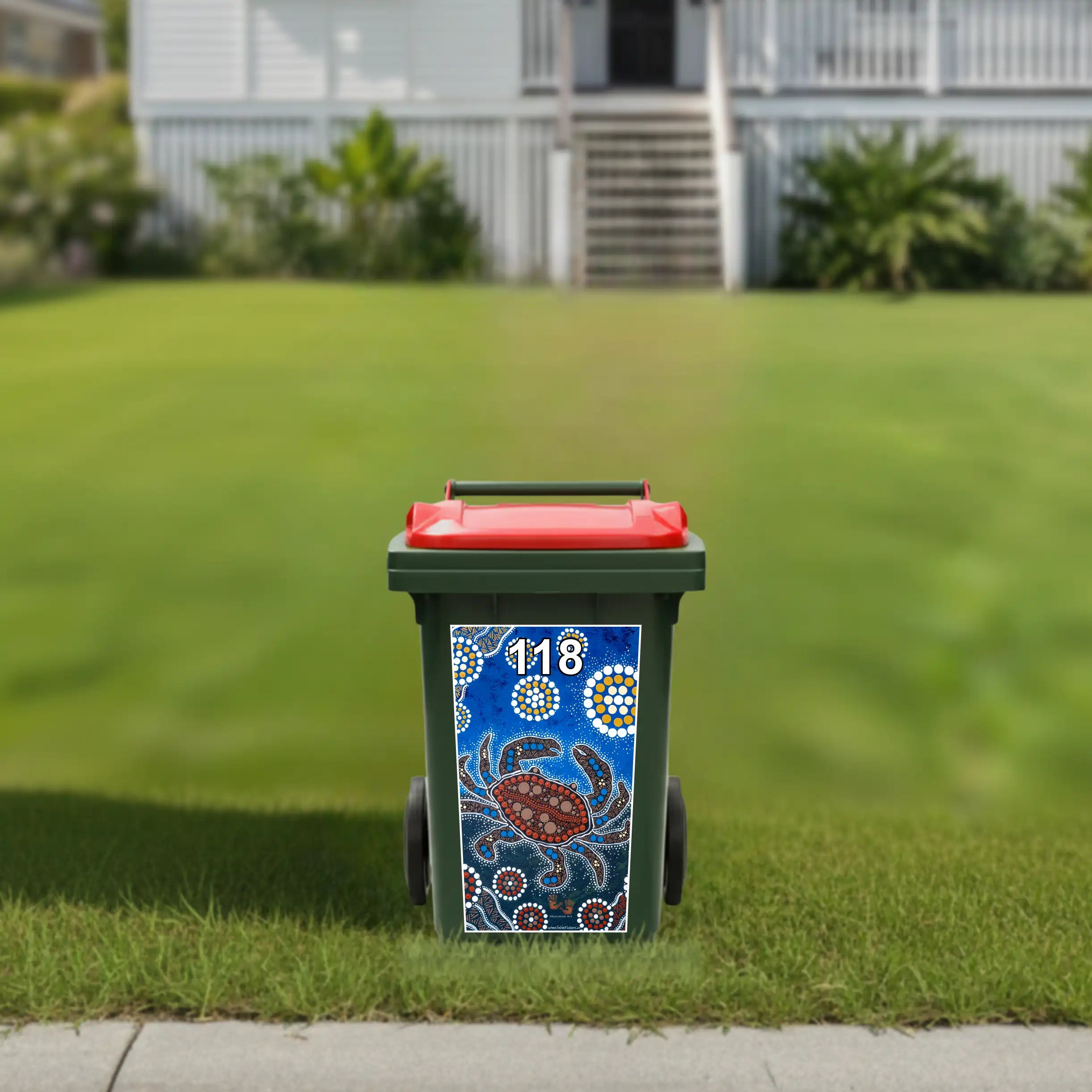 Crab hunting wheelie bin sticker