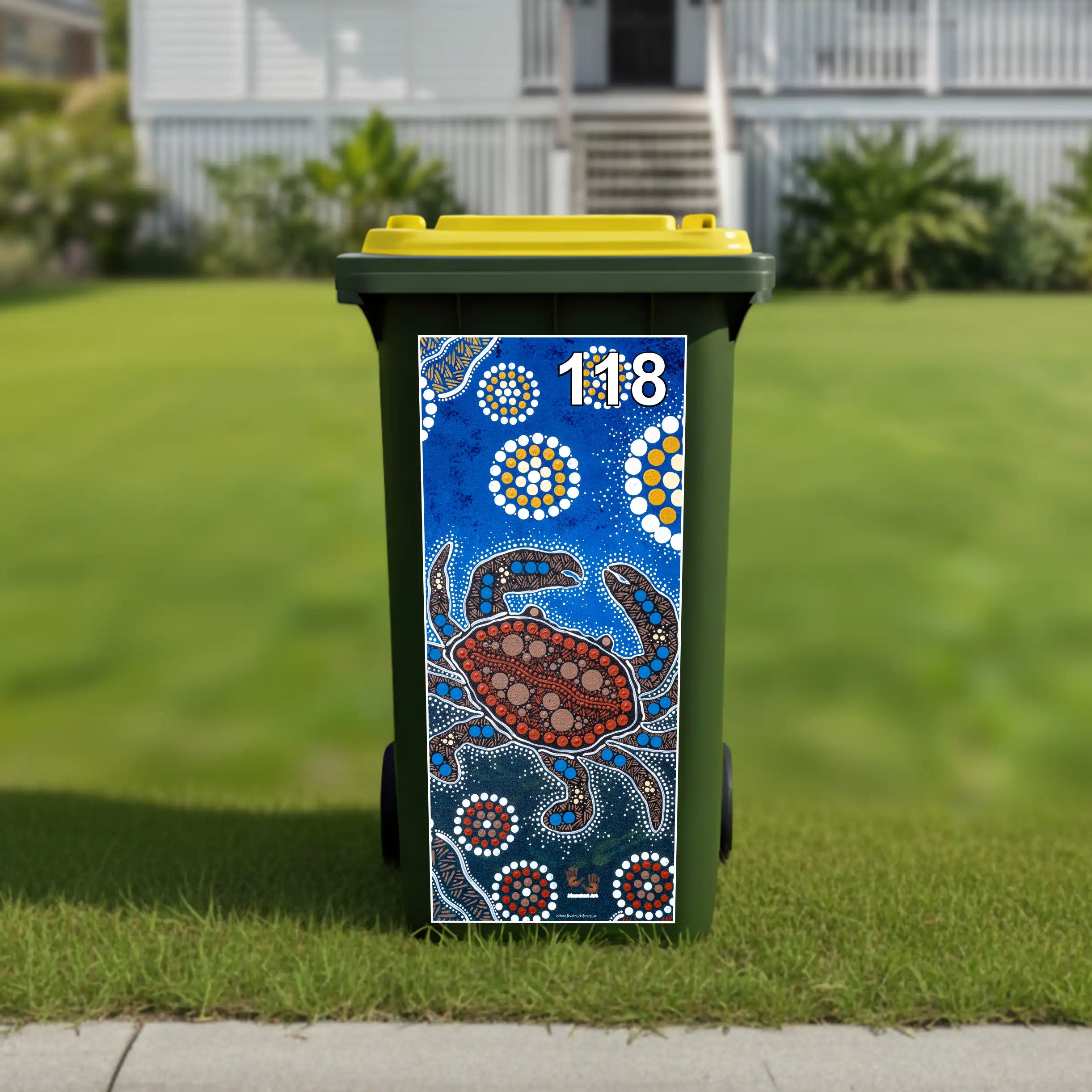 Crab hunting wheelie bin sticker