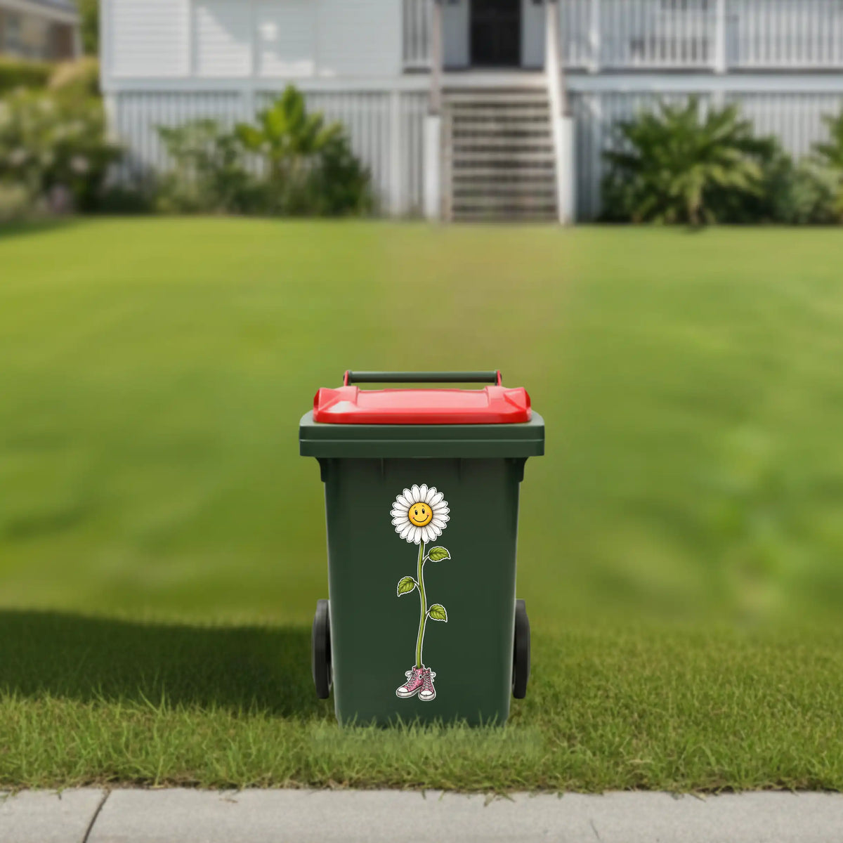 Dashing daisy in converse sneakers wheelie bin sticker
