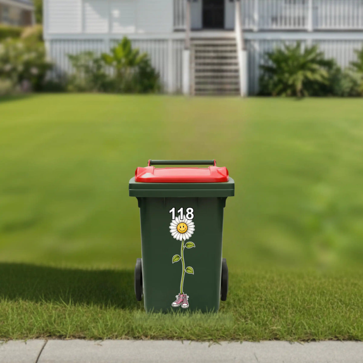 Dashing daisy in converse sneakers wheelie bin sticker