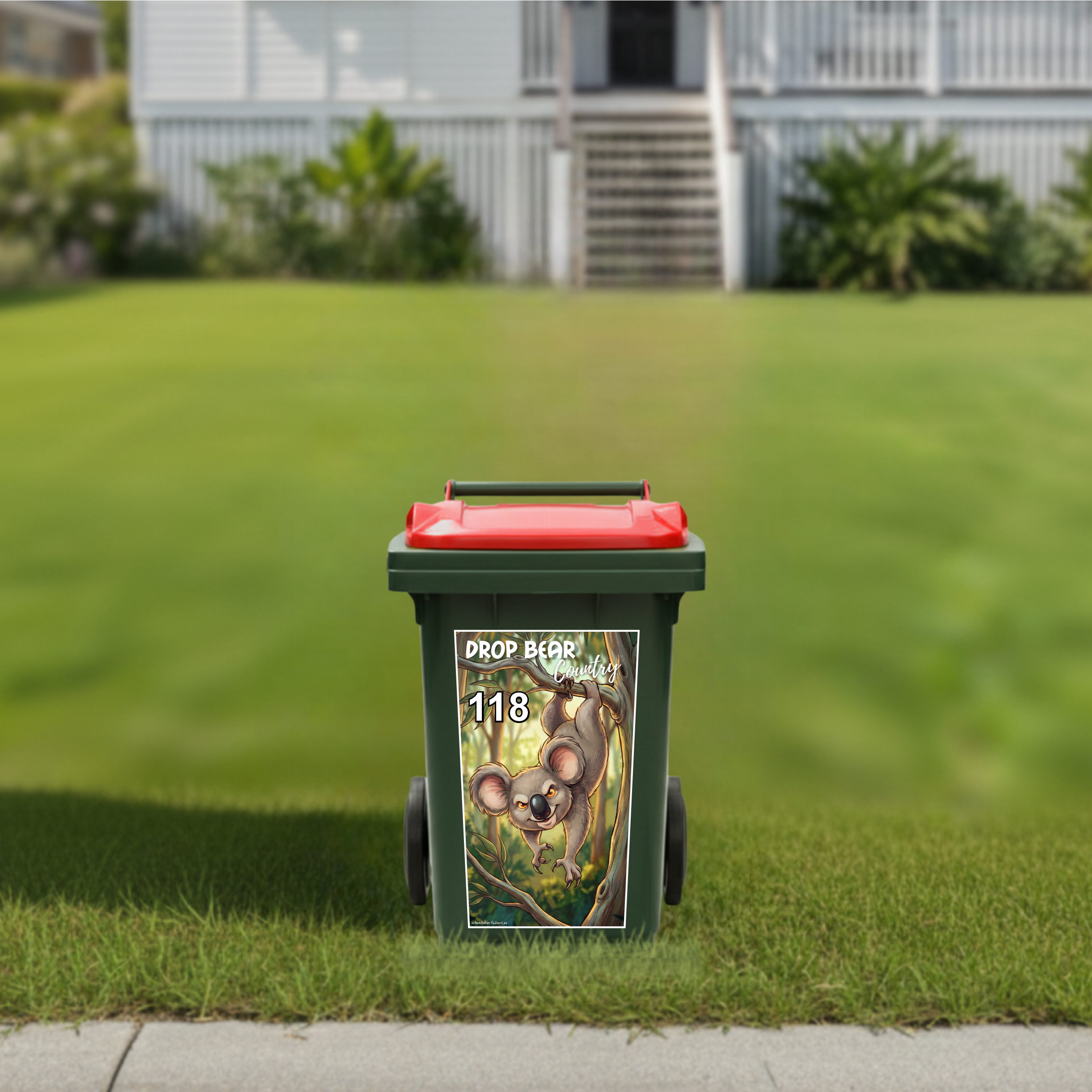 Drop bear country wheelie bin sticker
