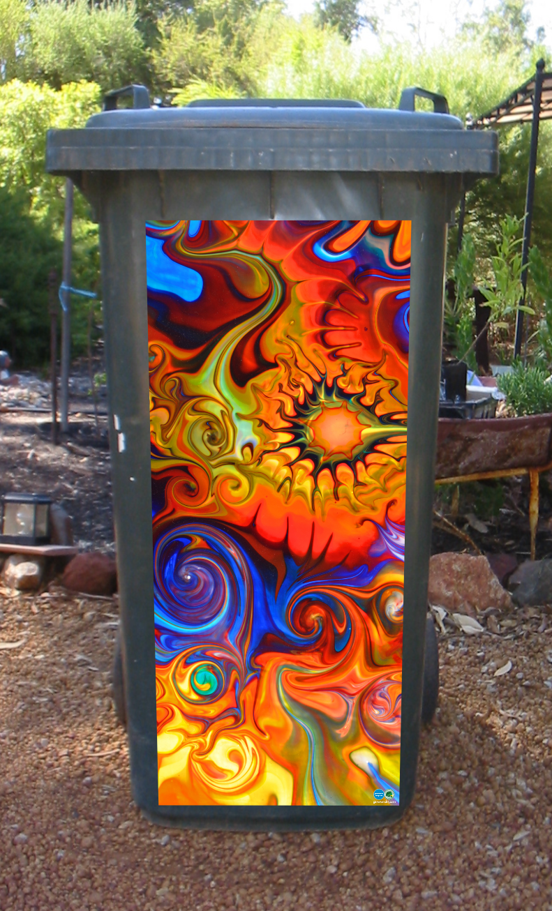 Fire and ice wheelie bin sticker