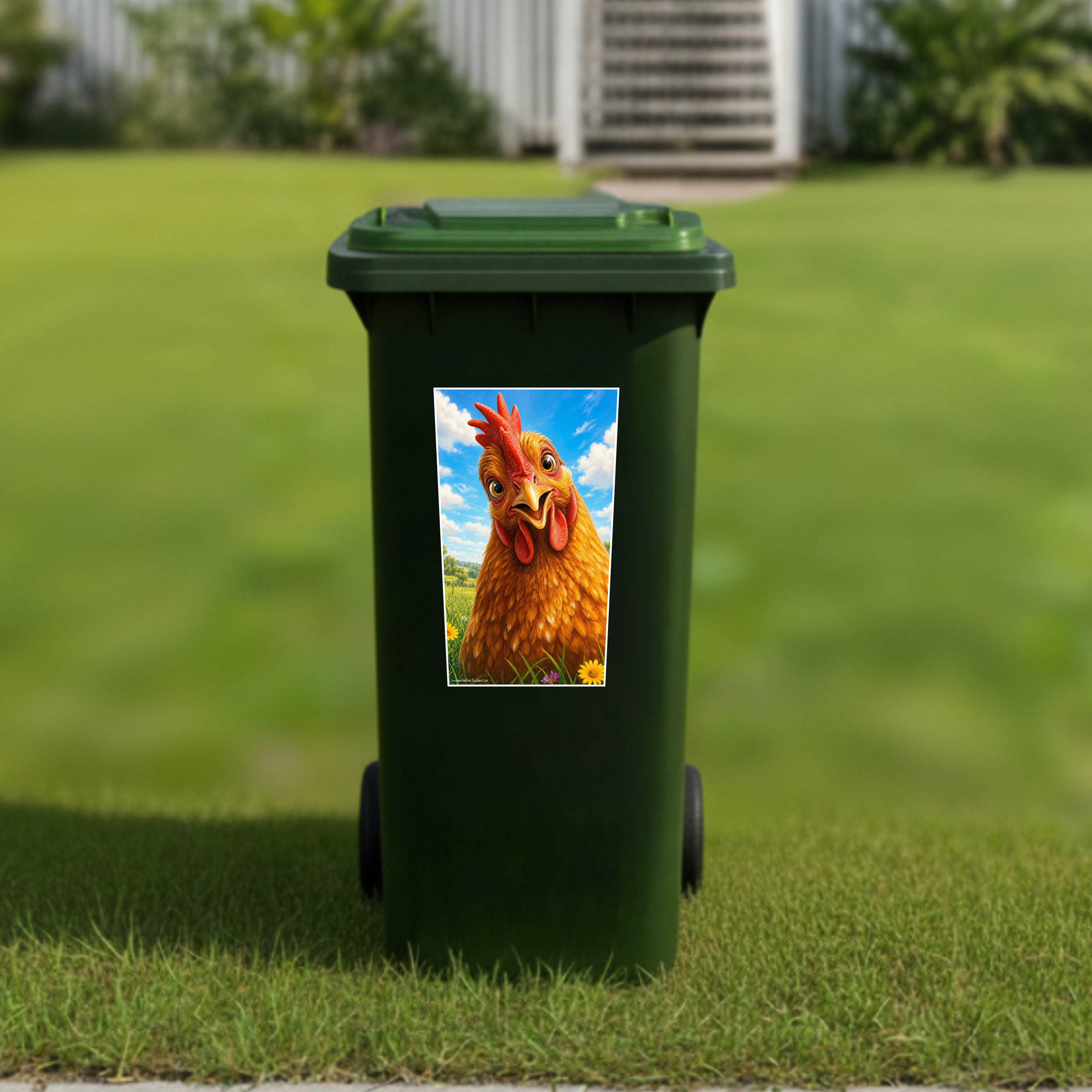 Gday chook wheelie bin sticker