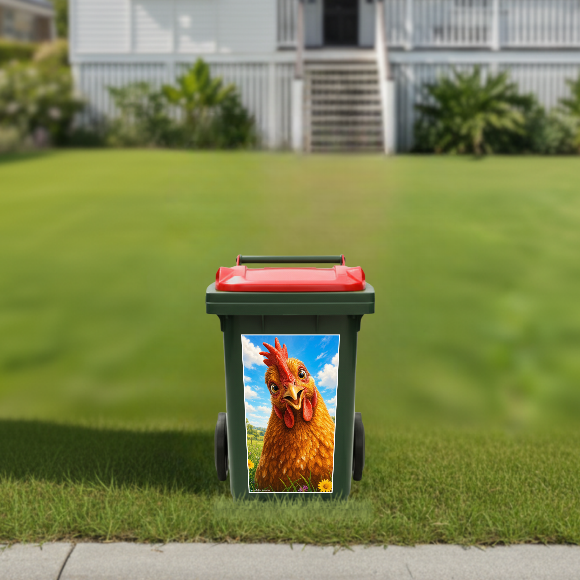 Gday chook wheelie bin sticker