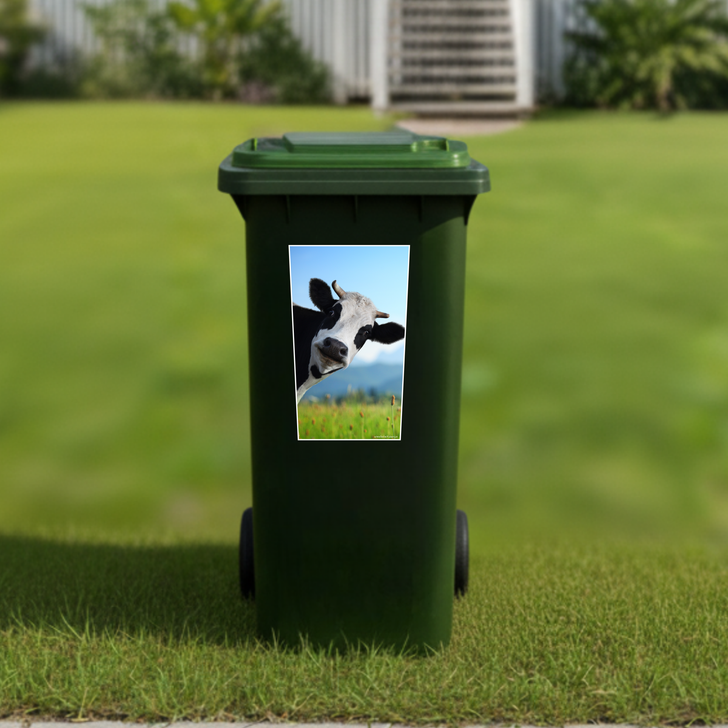 Gday cow wheelie bin sticker