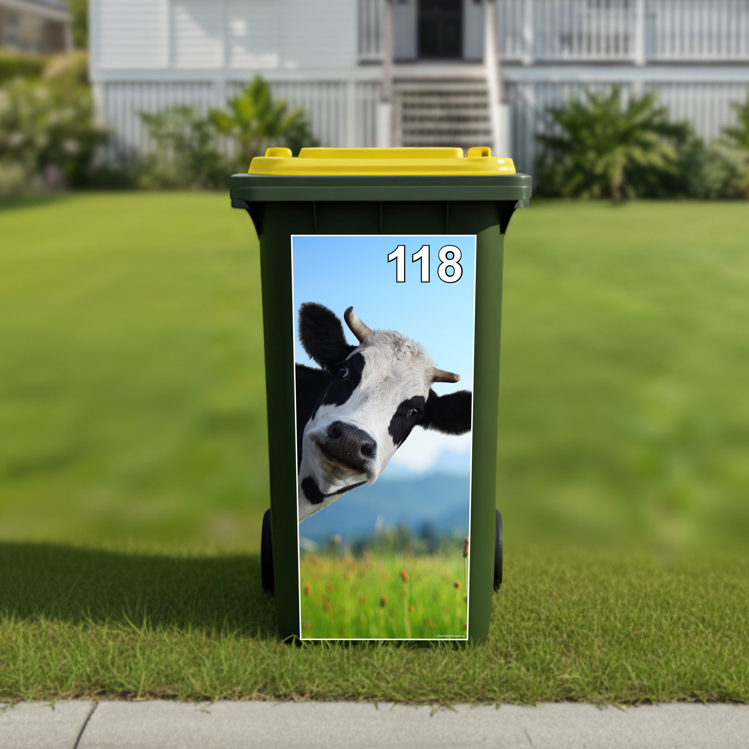 Gday cow wheelie bin sticker
