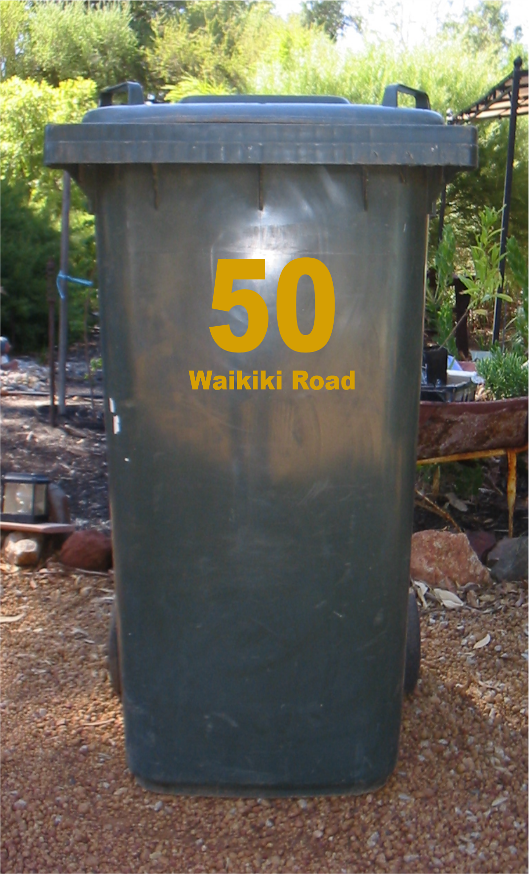 Number and address wheelie bin sticker