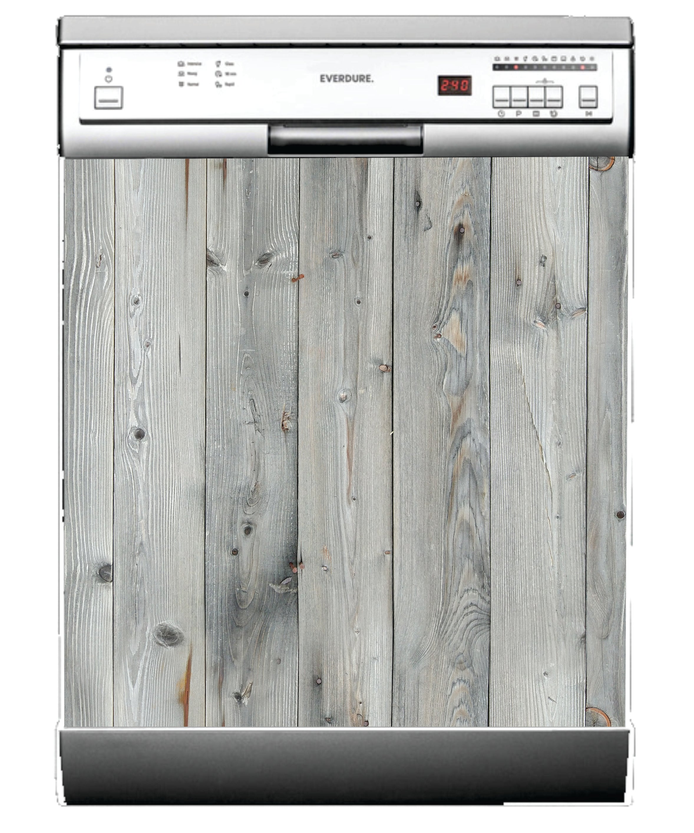 Grey timber dishwasher sticker