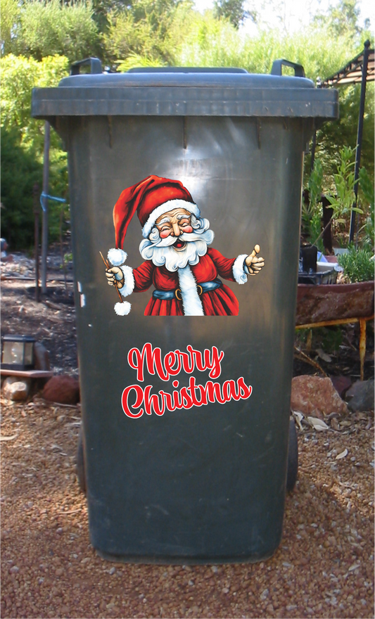 Happy santa sticker for wheelie bin and windows