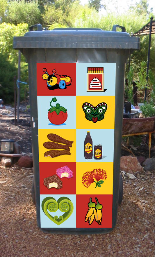 Kiwi icons wheelie bin sticker